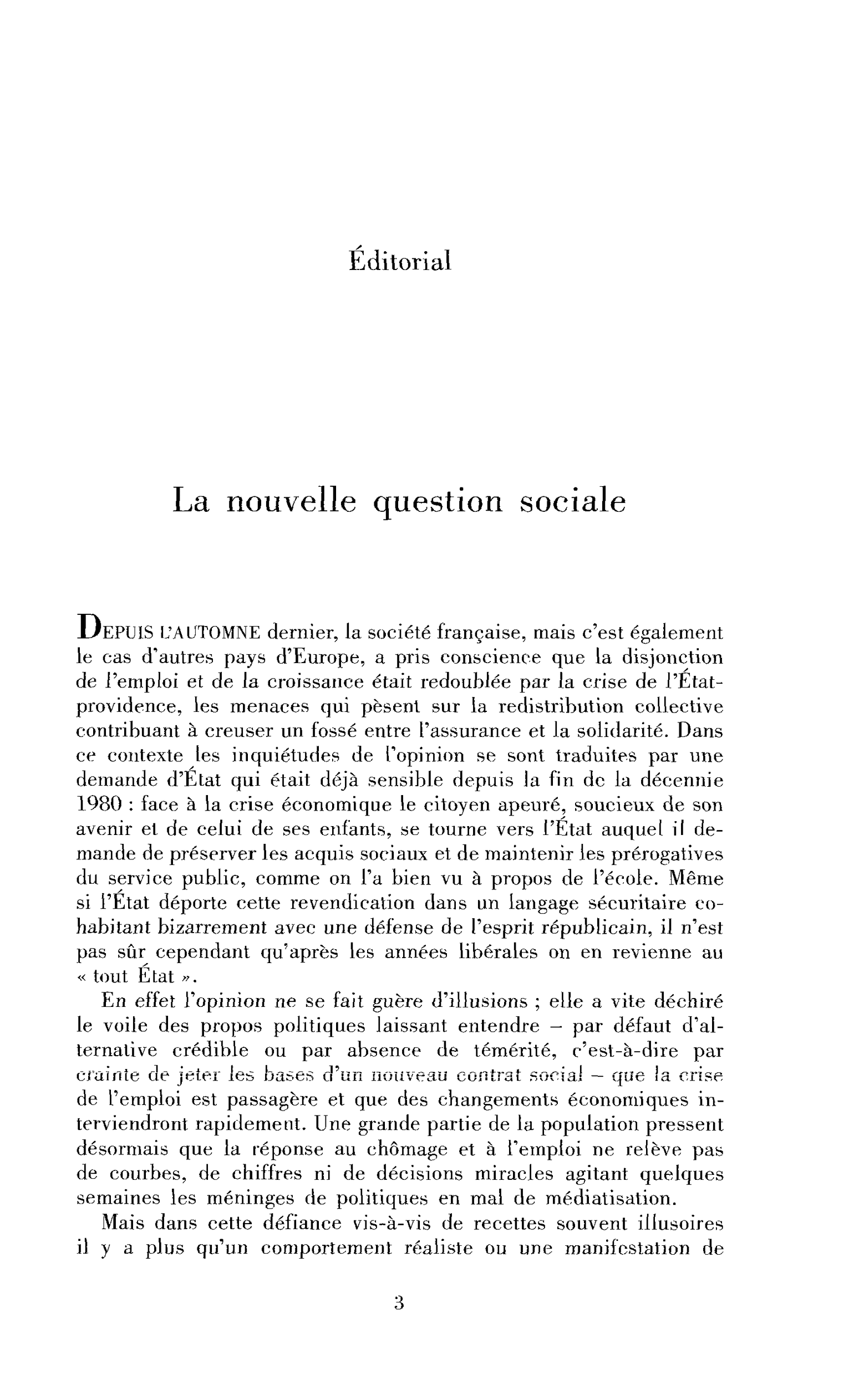 La nouvelle question sociale