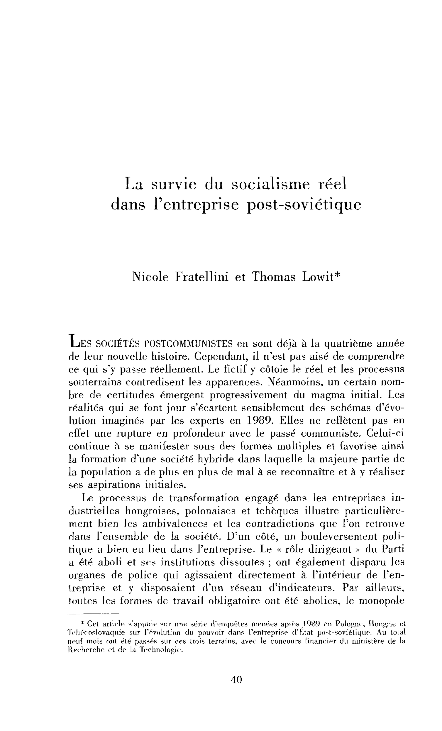 La survivance du socialisme réel dans l’entreprise post-soviétique