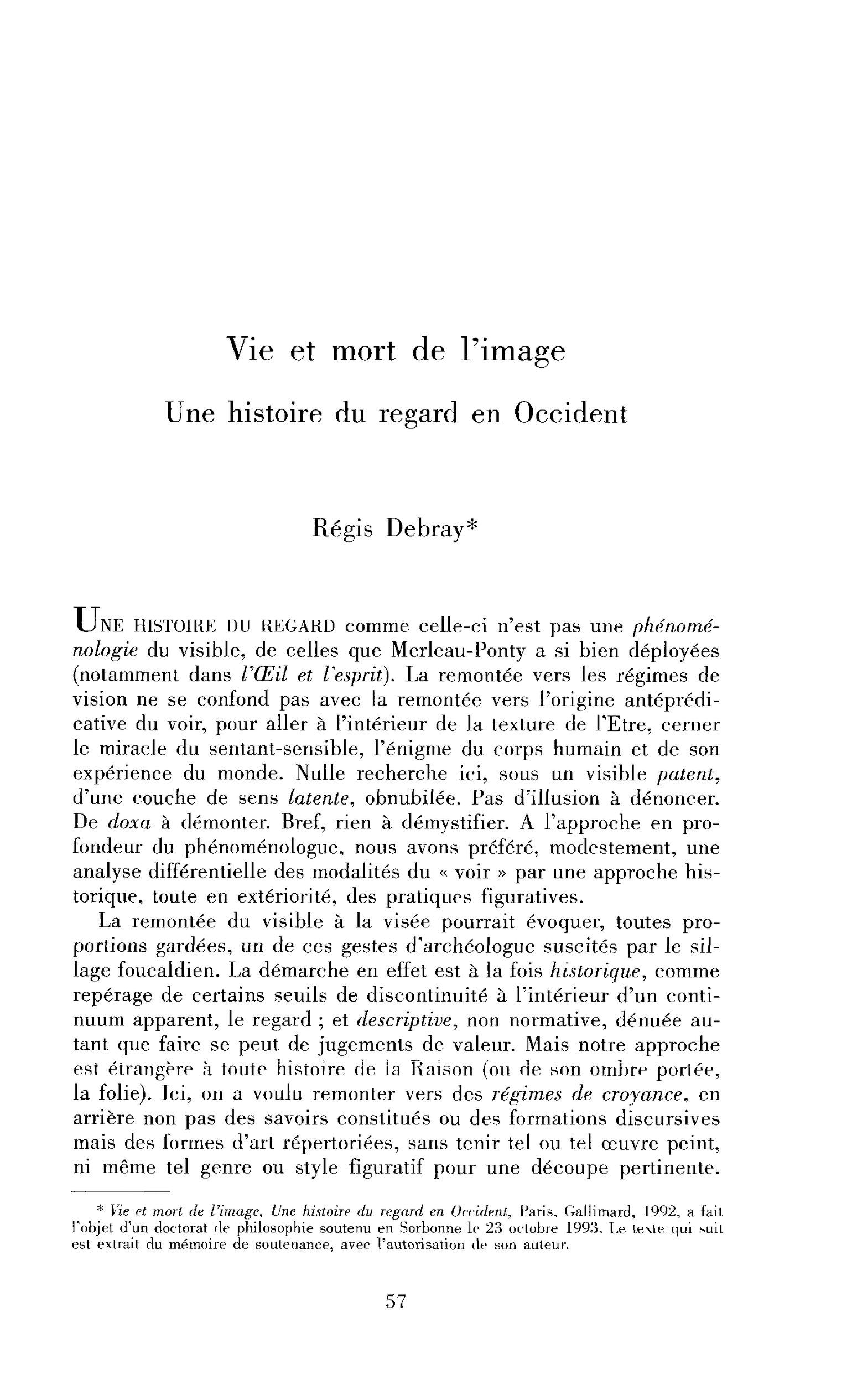 Vie et mort de l’image