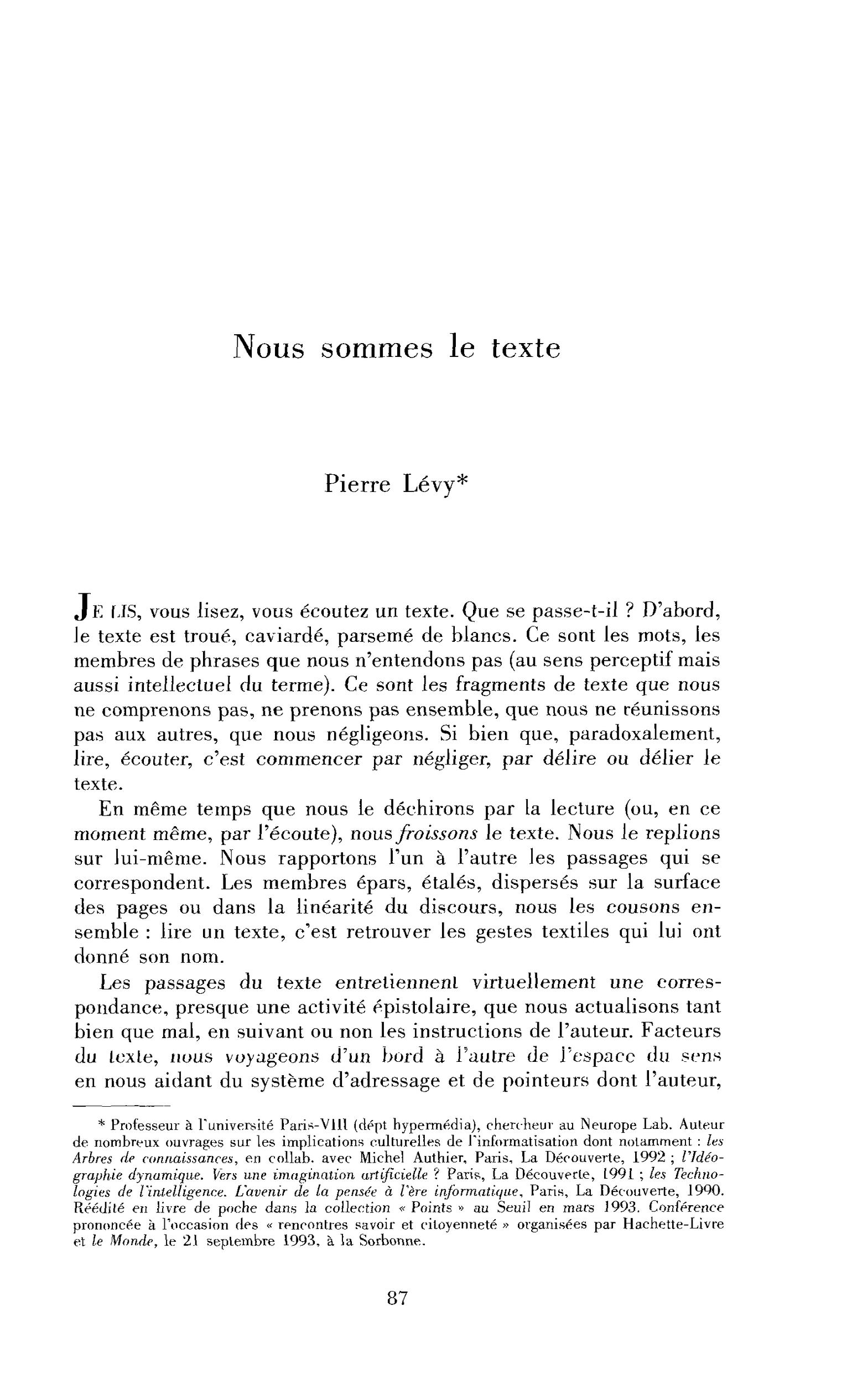 Nous sommes le texte