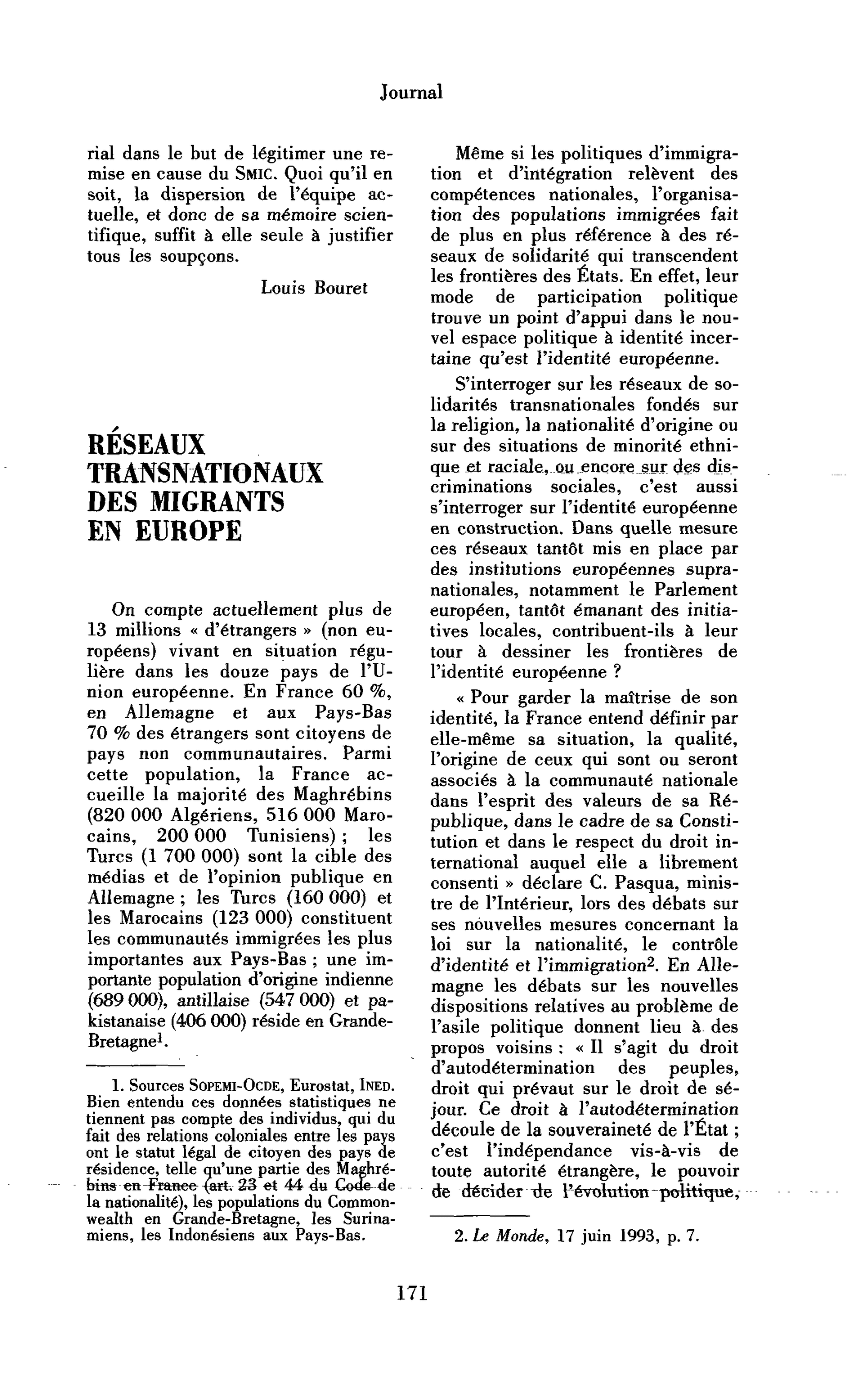 Réseaux transnationaux des migrants en Europe
