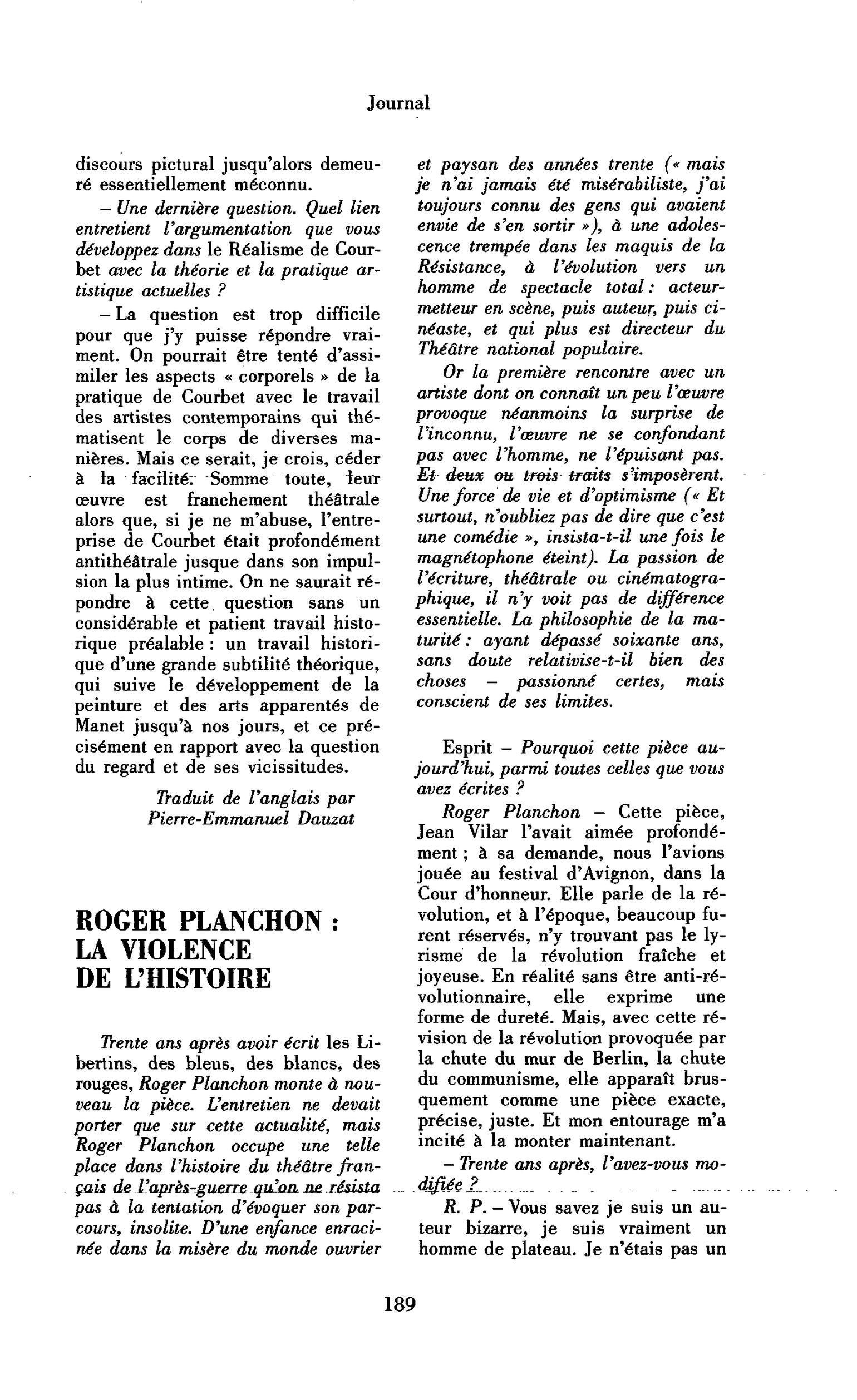 Roger Planchon : la violence de l’histoire
