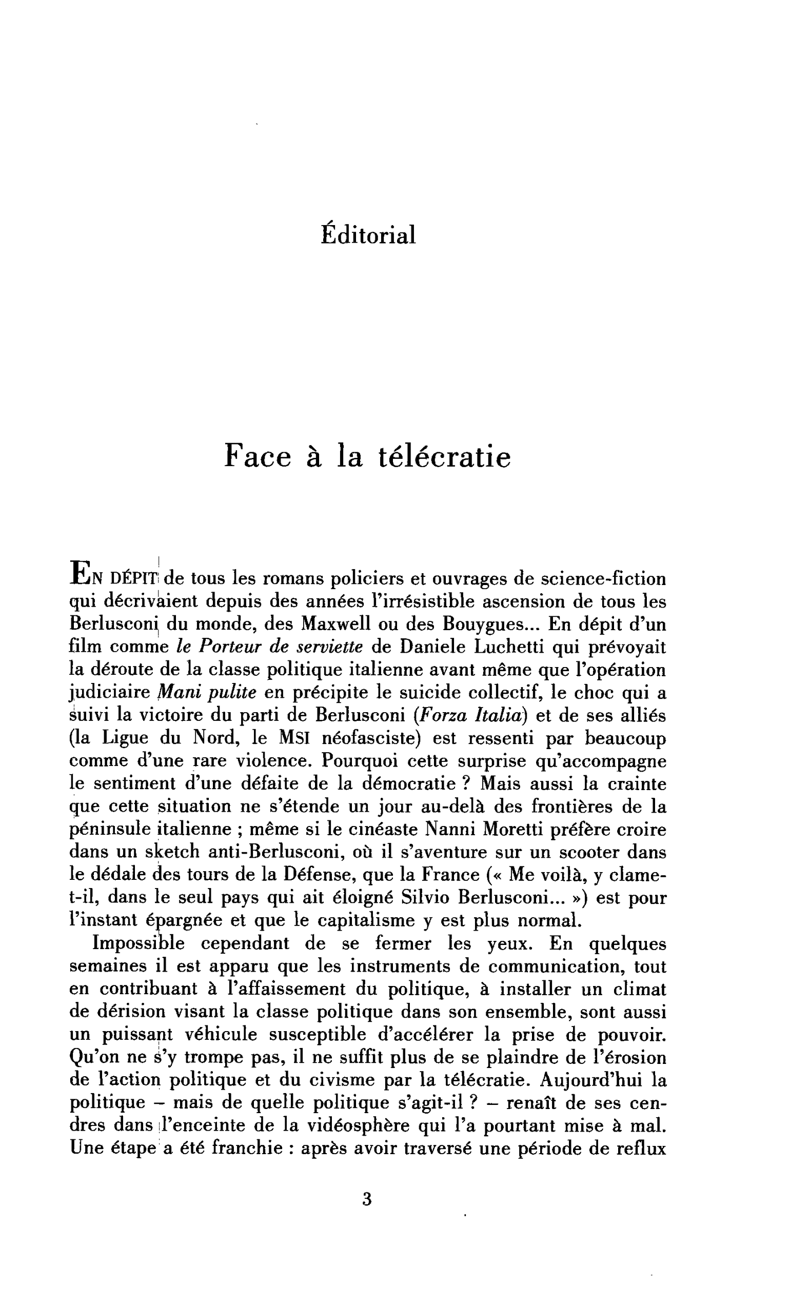 Face à la télécratie