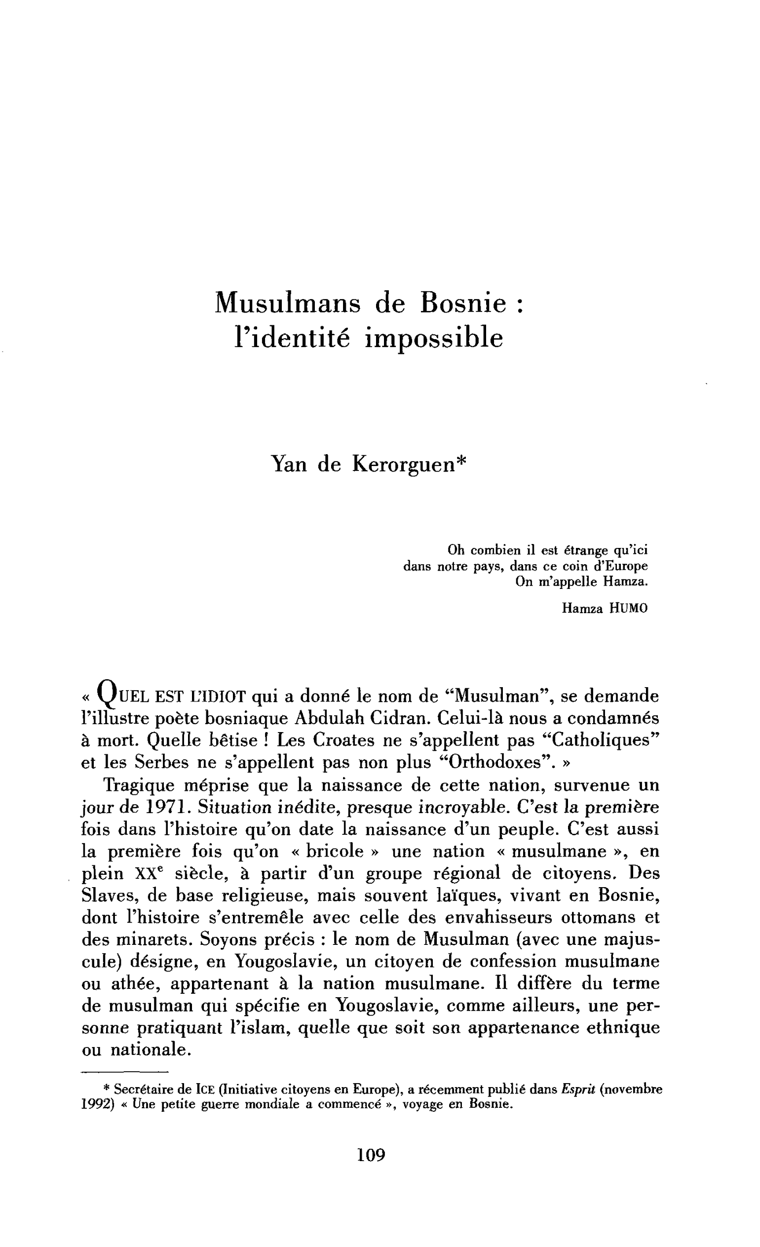 Musulmans de Bosnie, l’identité impossible