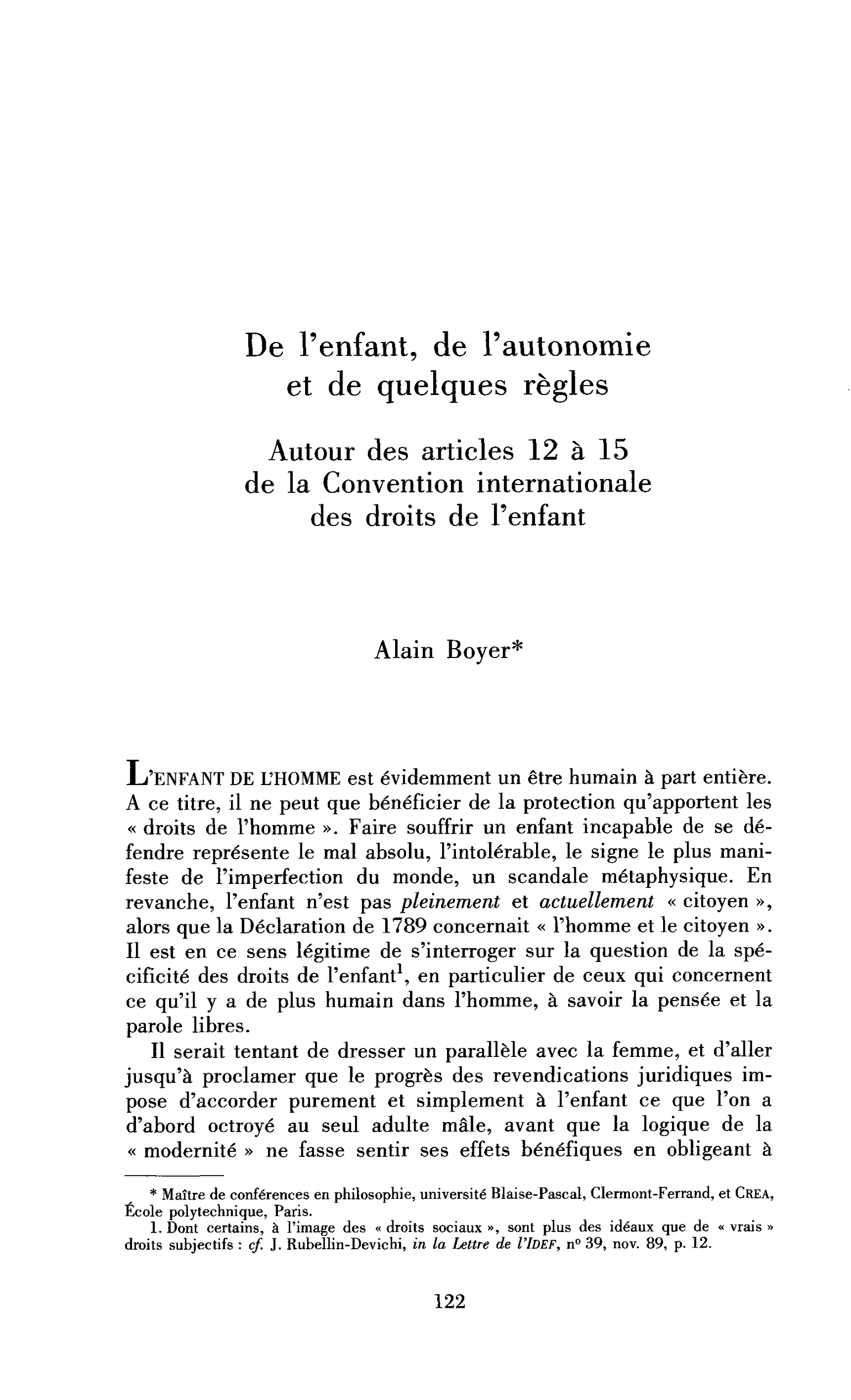 De l’enfant, de l’autonomie et de quelques règles