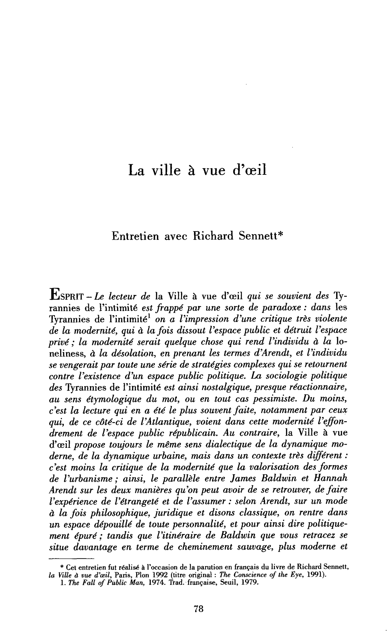 La ville à vue d’œil (entretien)