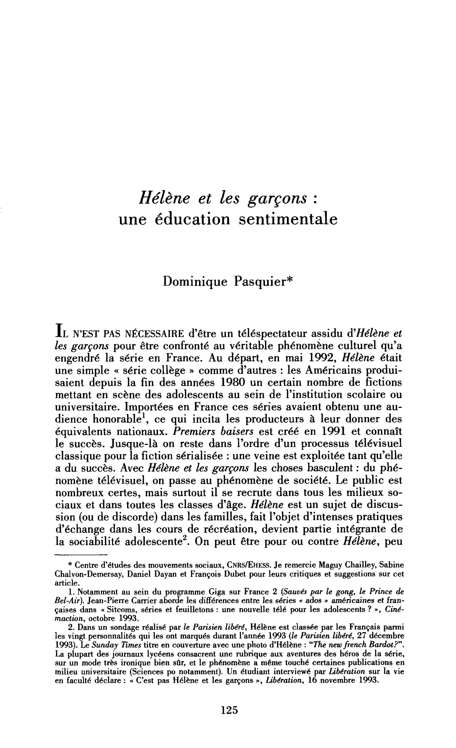 Hélène et les garçons : une éducation sentimentale