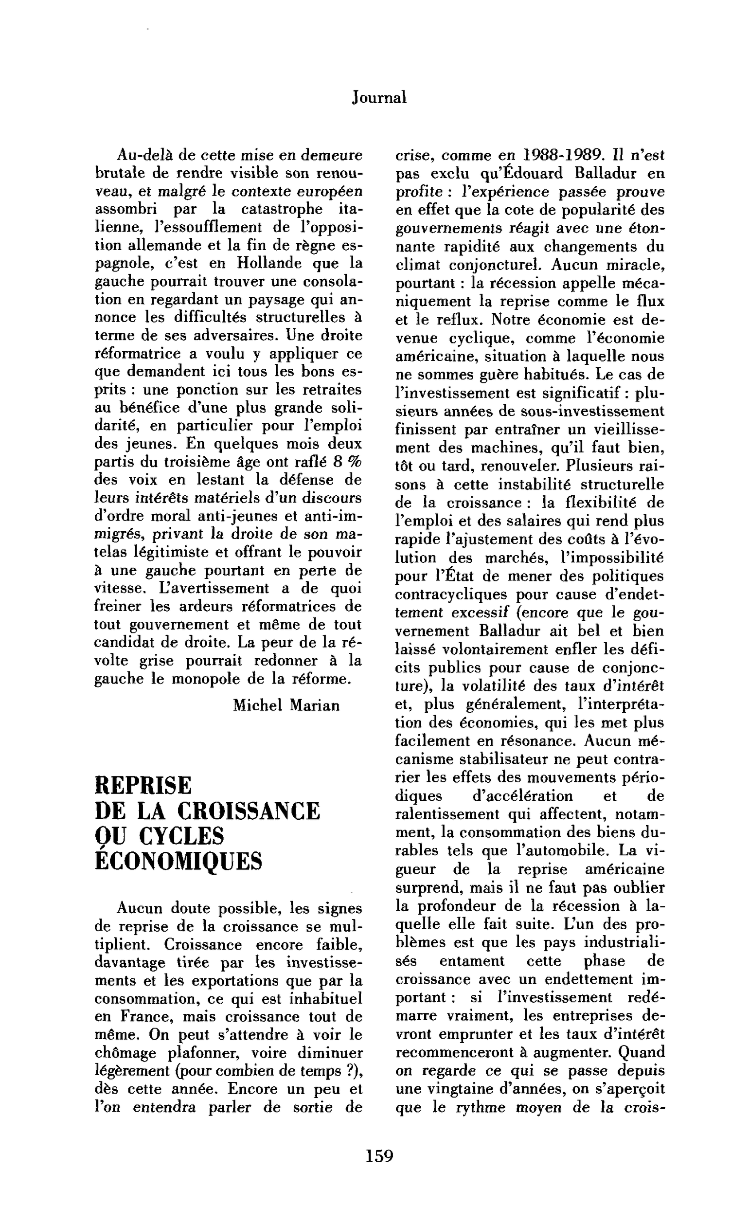Reprise de la croissance ou cycles économiques