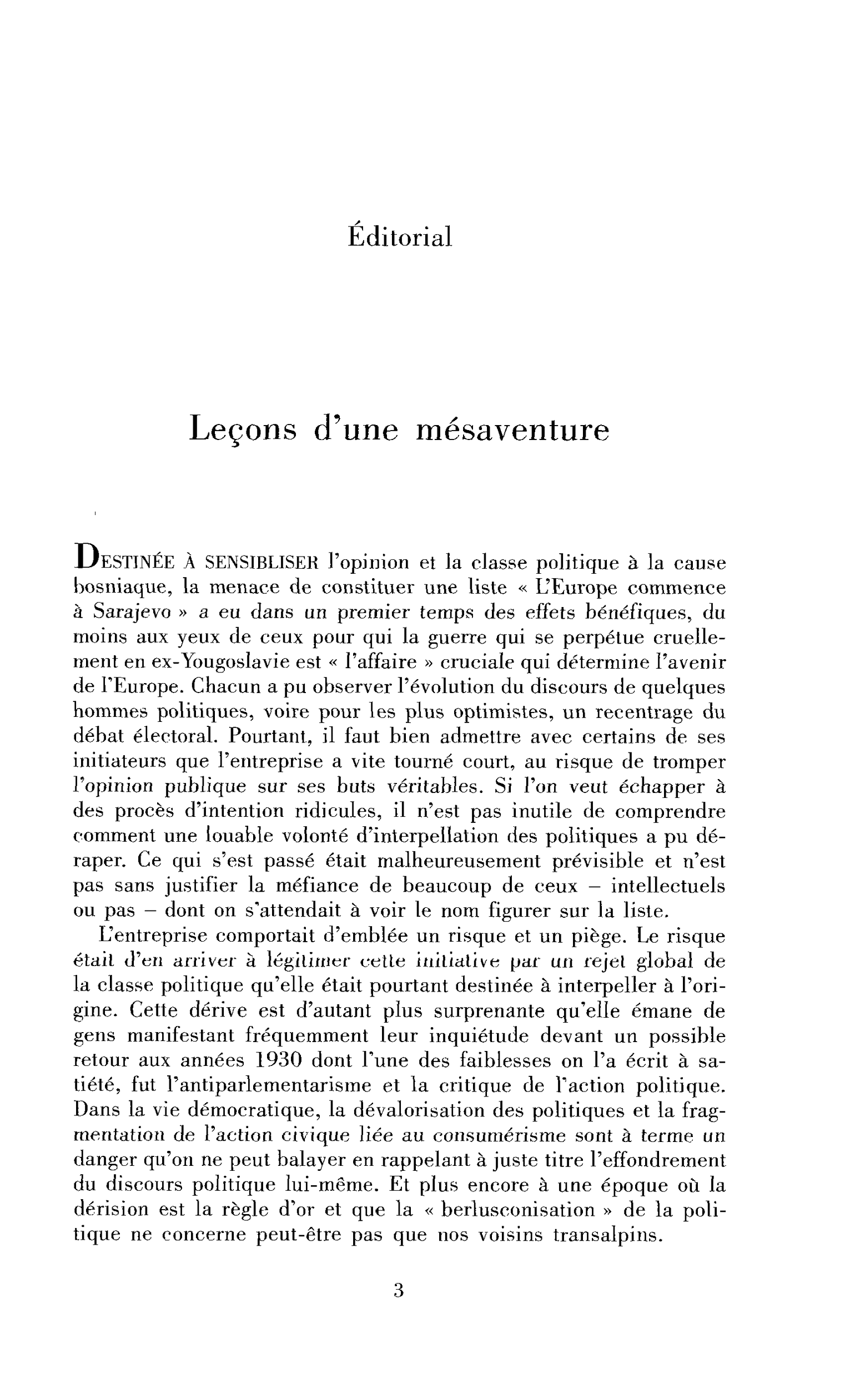 Leçons d’une mésaventure
