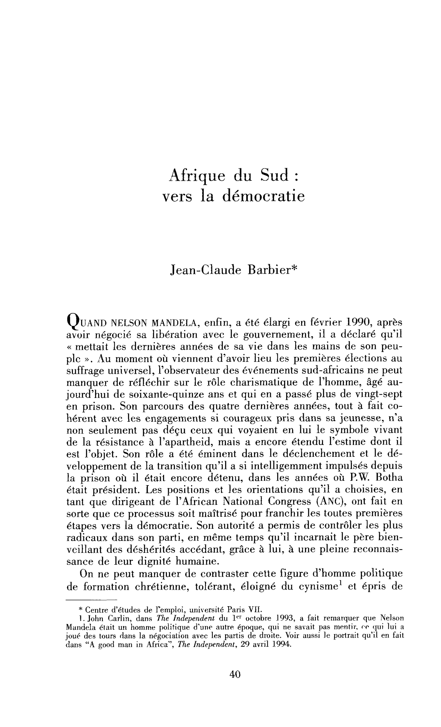 Afrique du Sud : vers la démocratie ?