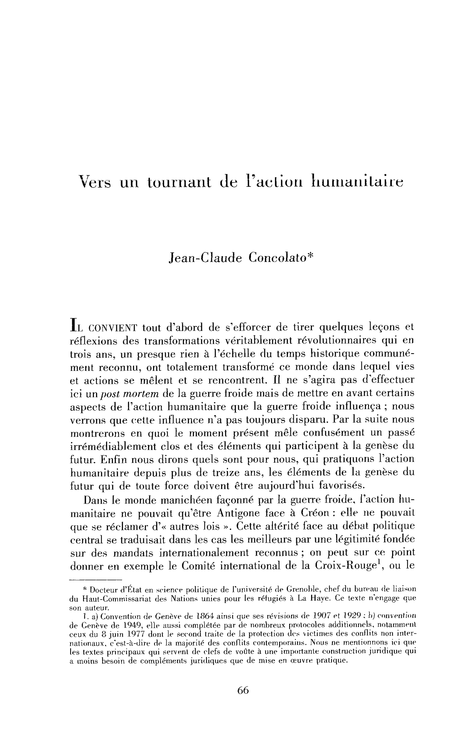 L’action humanitaire au tournant