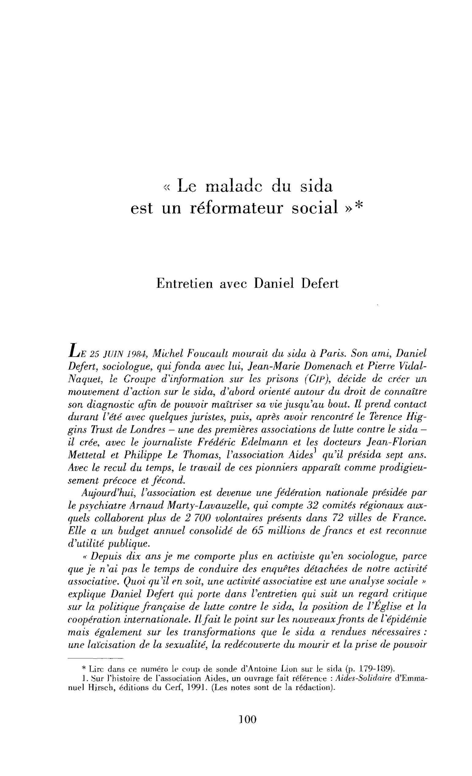« Un malade du sida peut-il être un réformateur social ? »