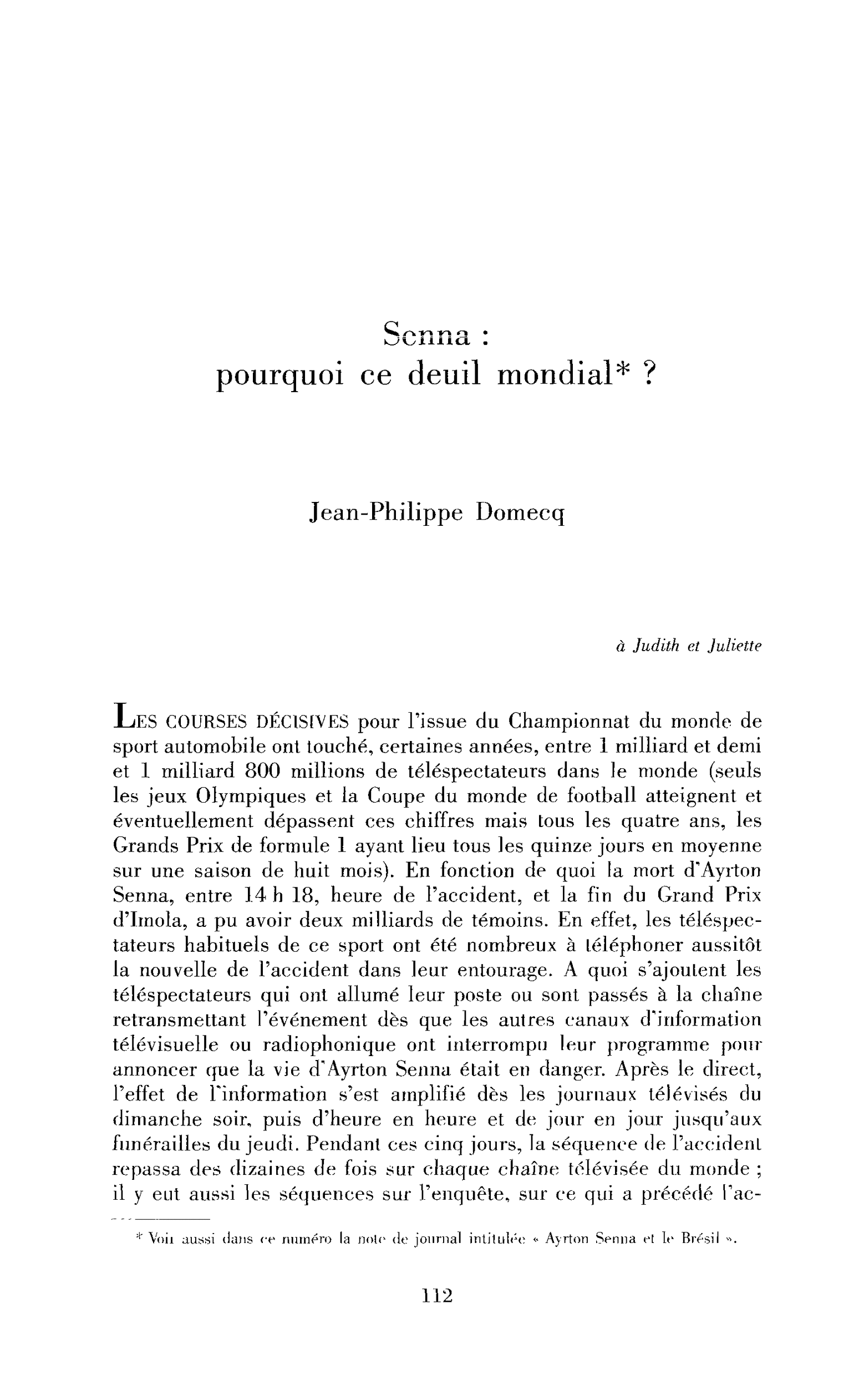 Senna : pourquoi ce deuil mondial ?