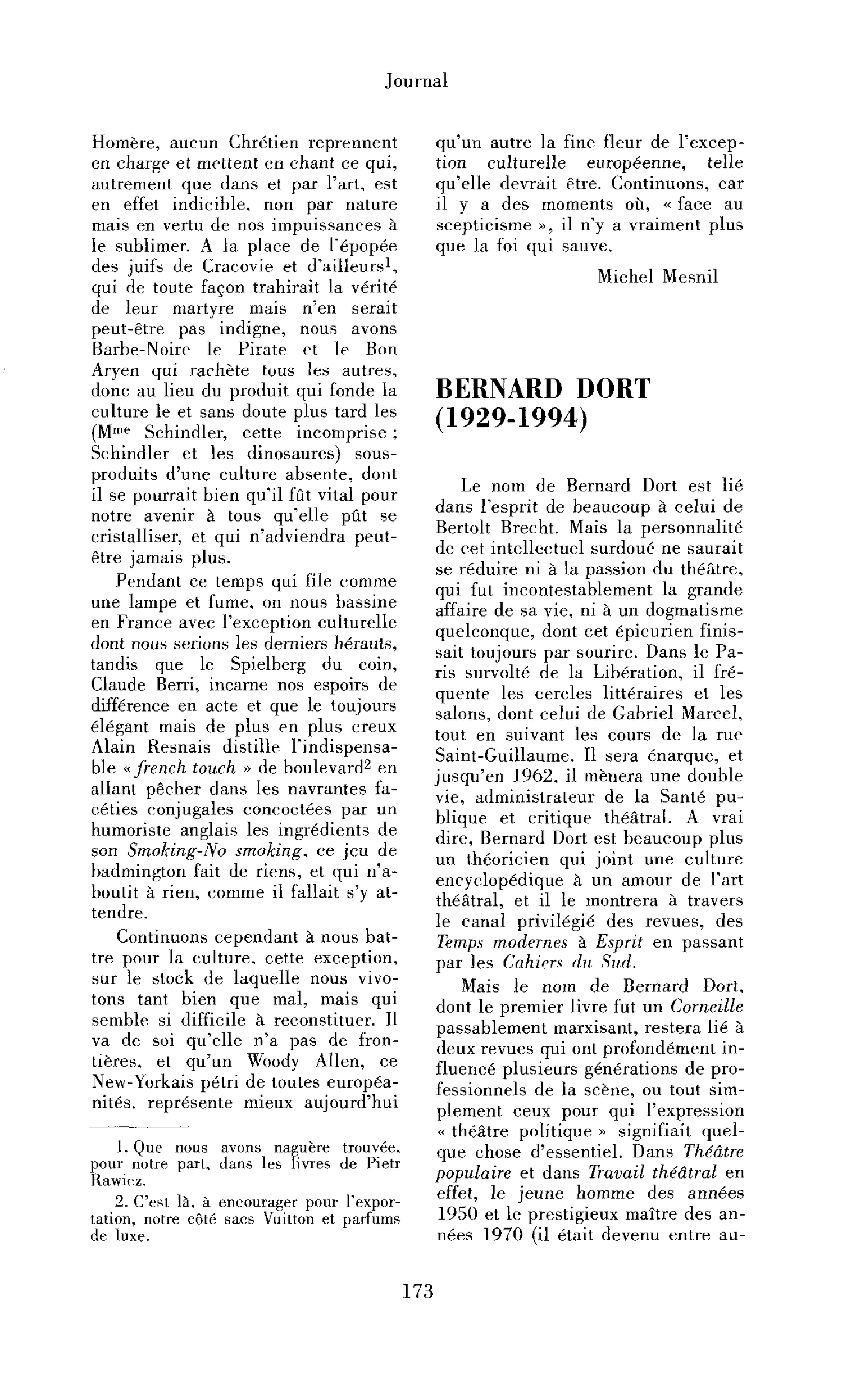 Bernard Dort (1929-1994)
