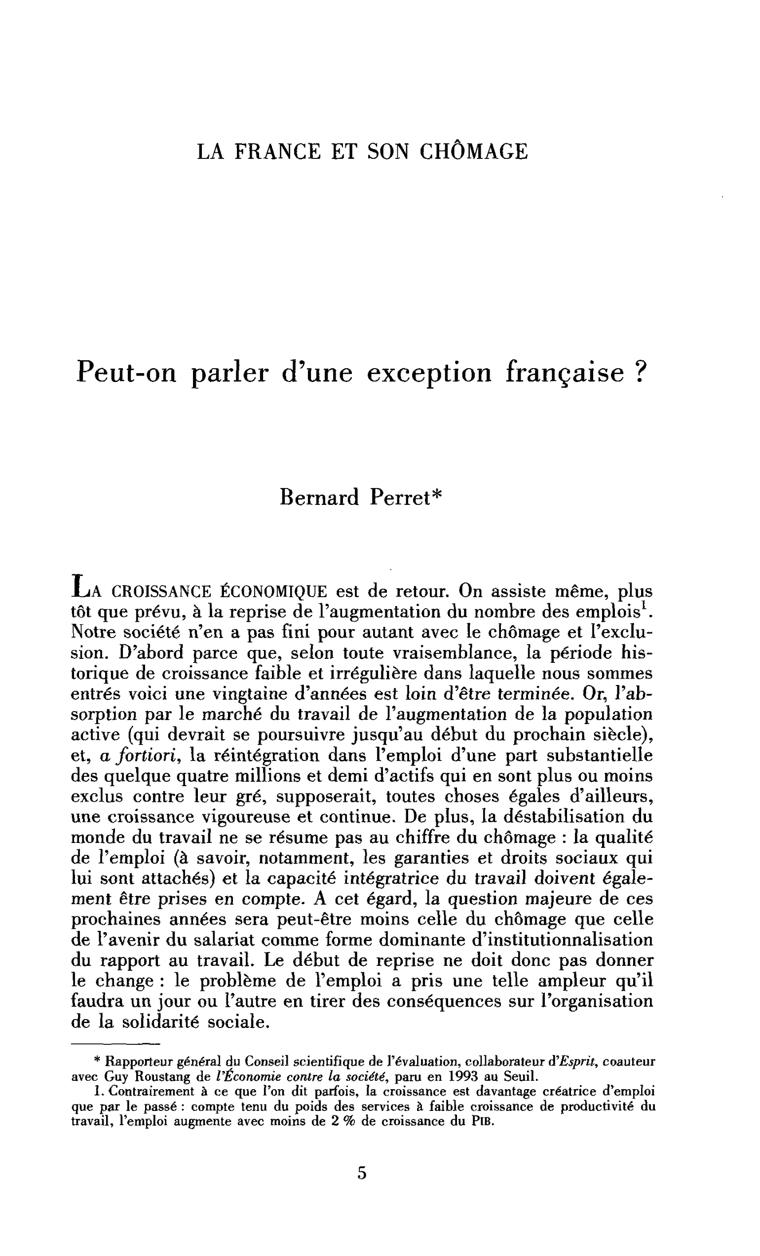 Peut-on parler d’une exception française ?