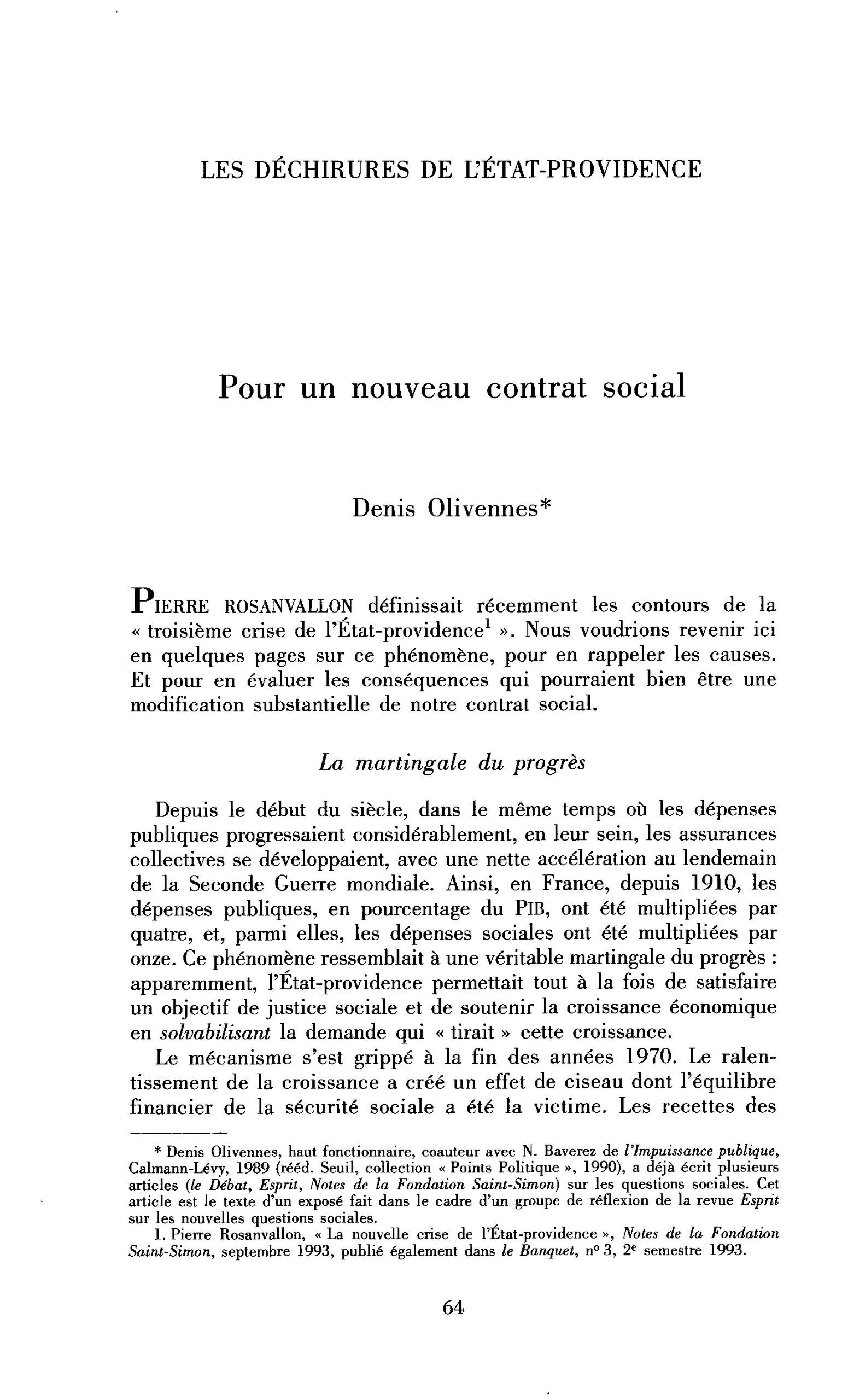 Pour un nouveau contrat social