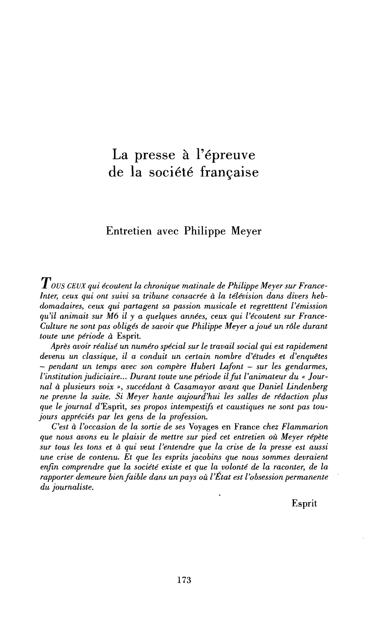 La presse à l’épreuve de la société française (entretien)