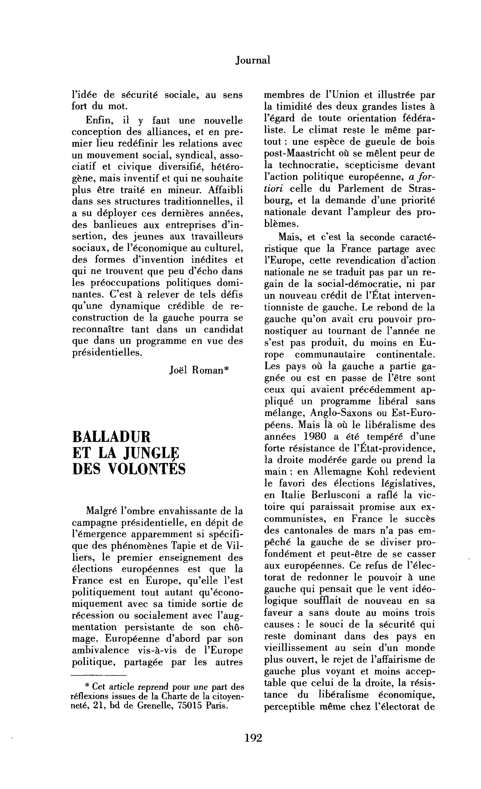 Balladur et la jungle des volontés