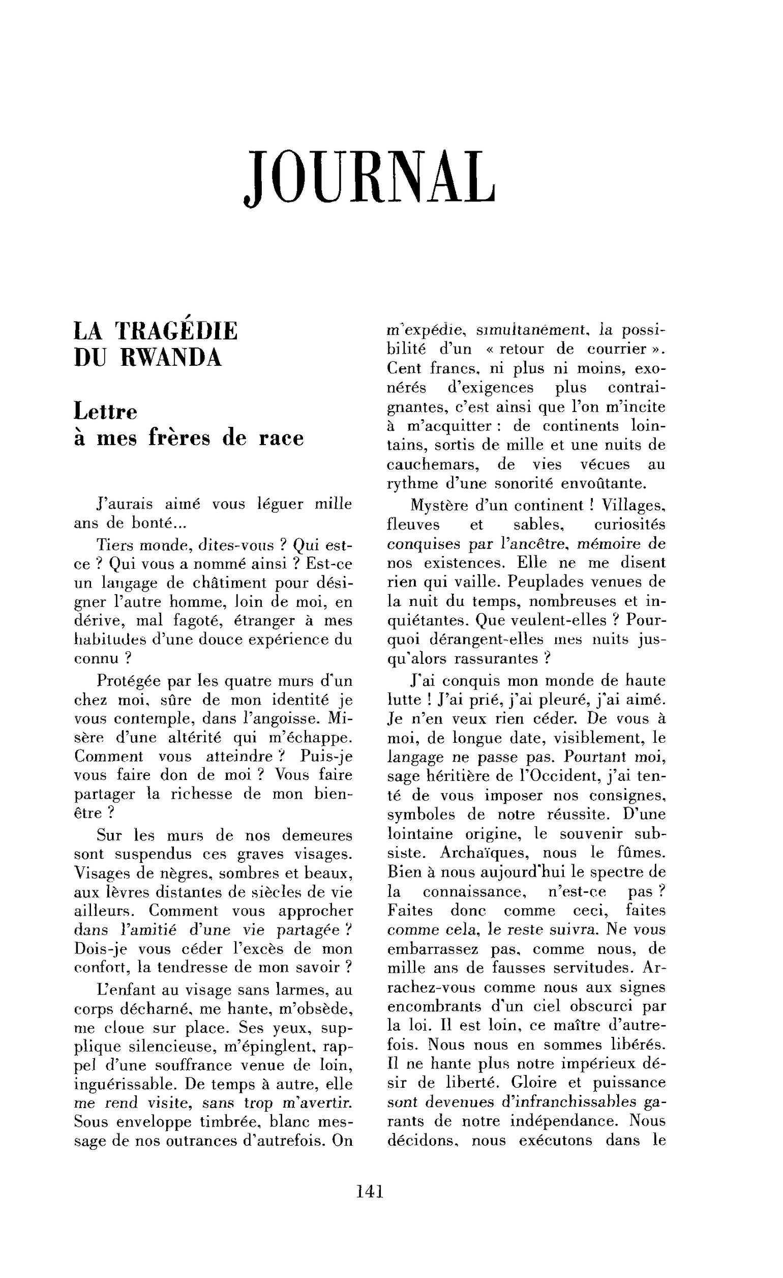 La tragédie du Rwanda