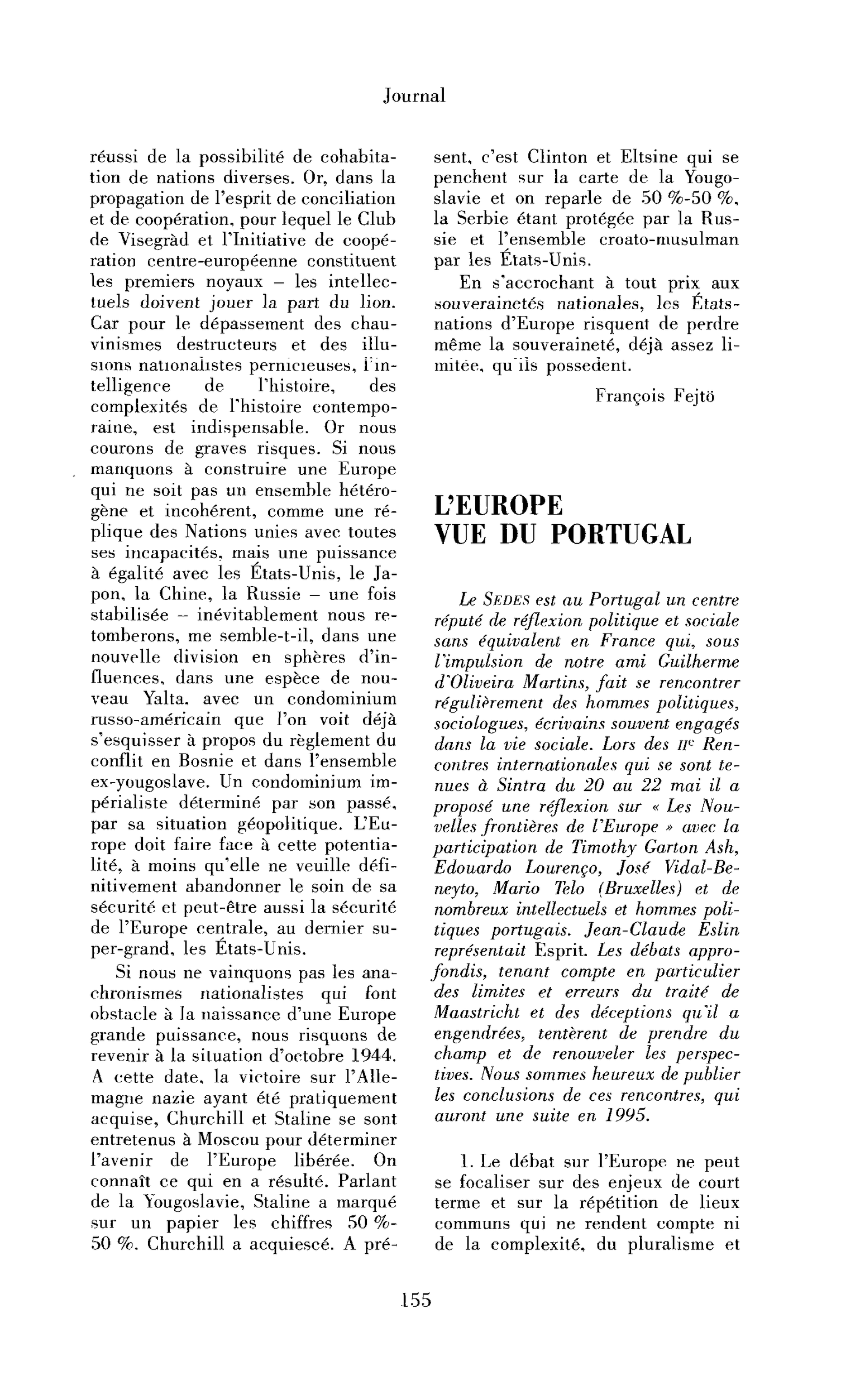 L’Europe vue du Portugal