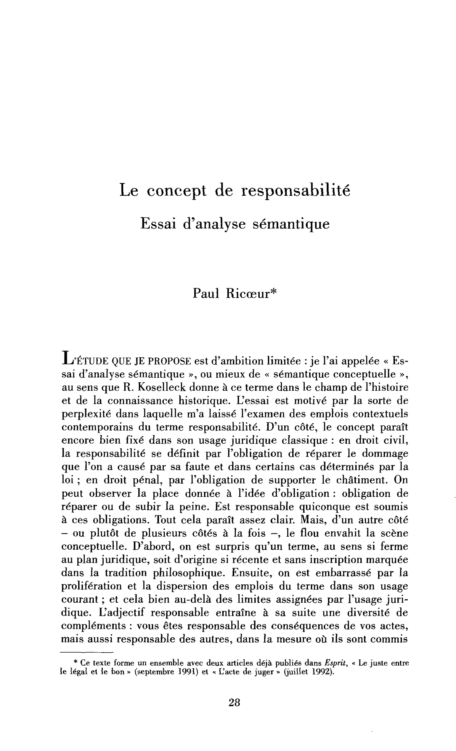 Le concept de responsabilité. Essai d’analyse sémantique