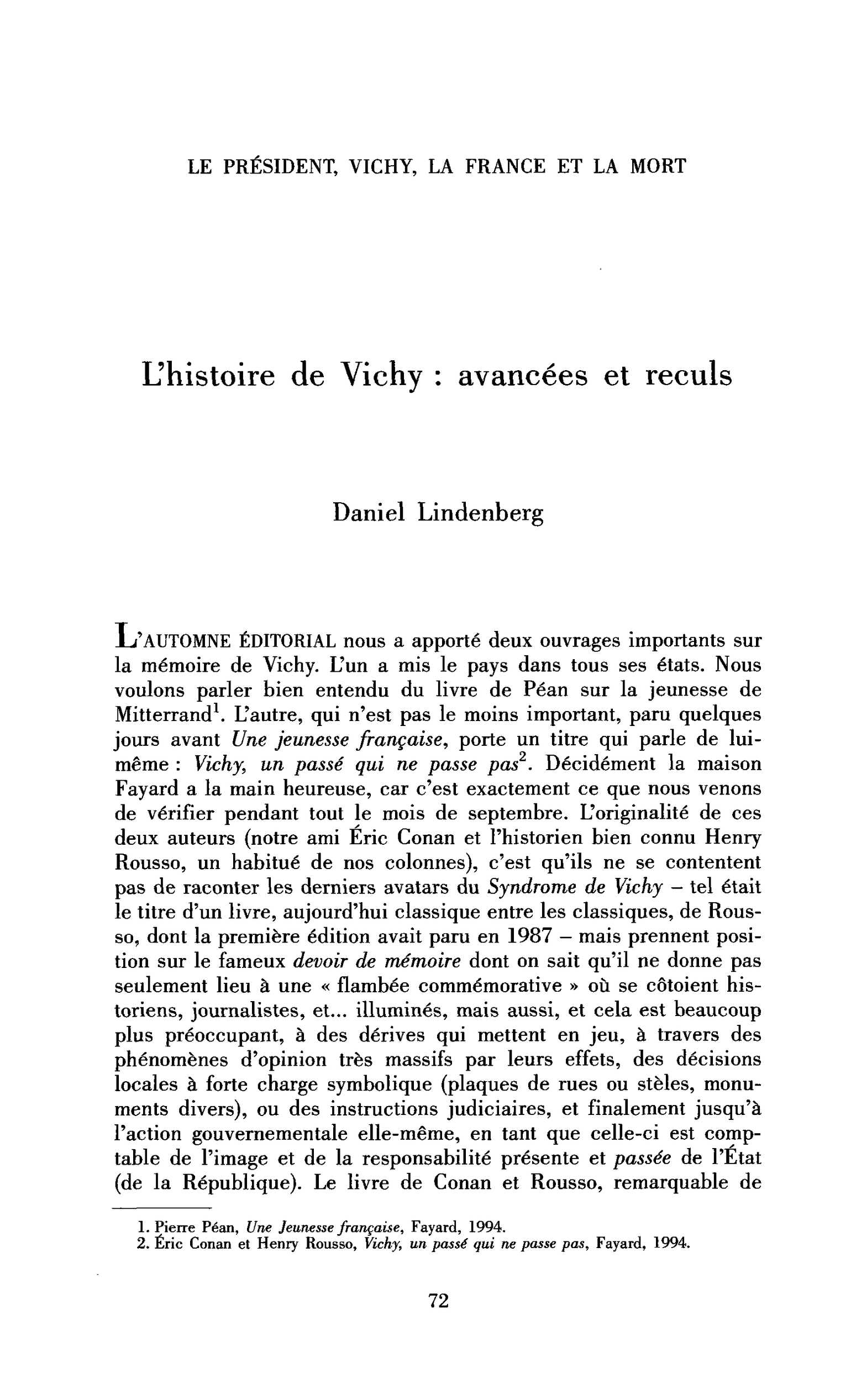 L’histoire de Vichy : avancées et reculs