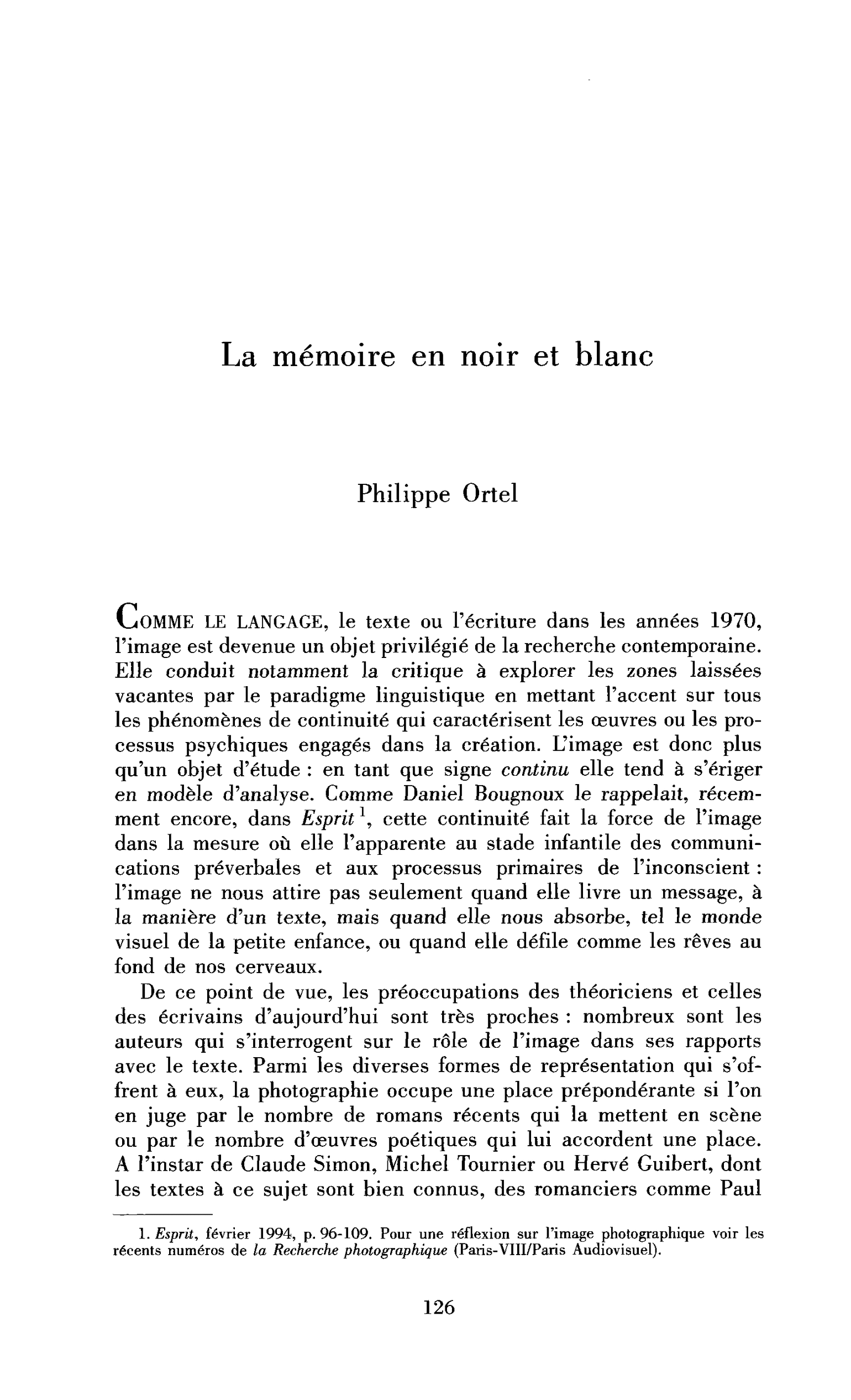 La mémoire en noir et blanc