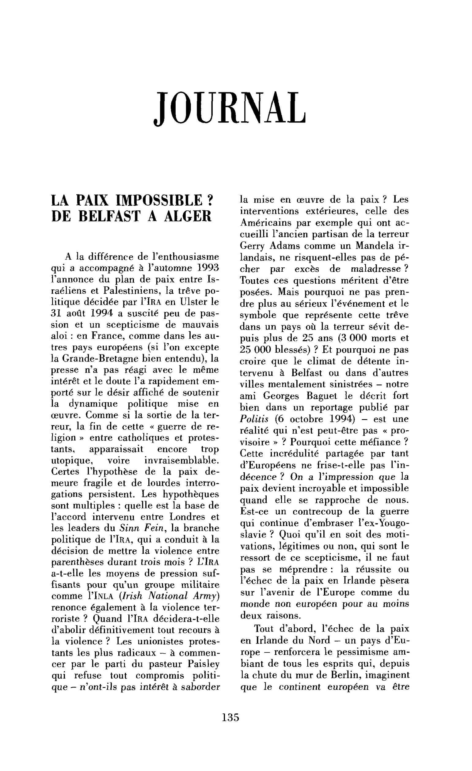 La paix impossible ? de Belfast à Alger
