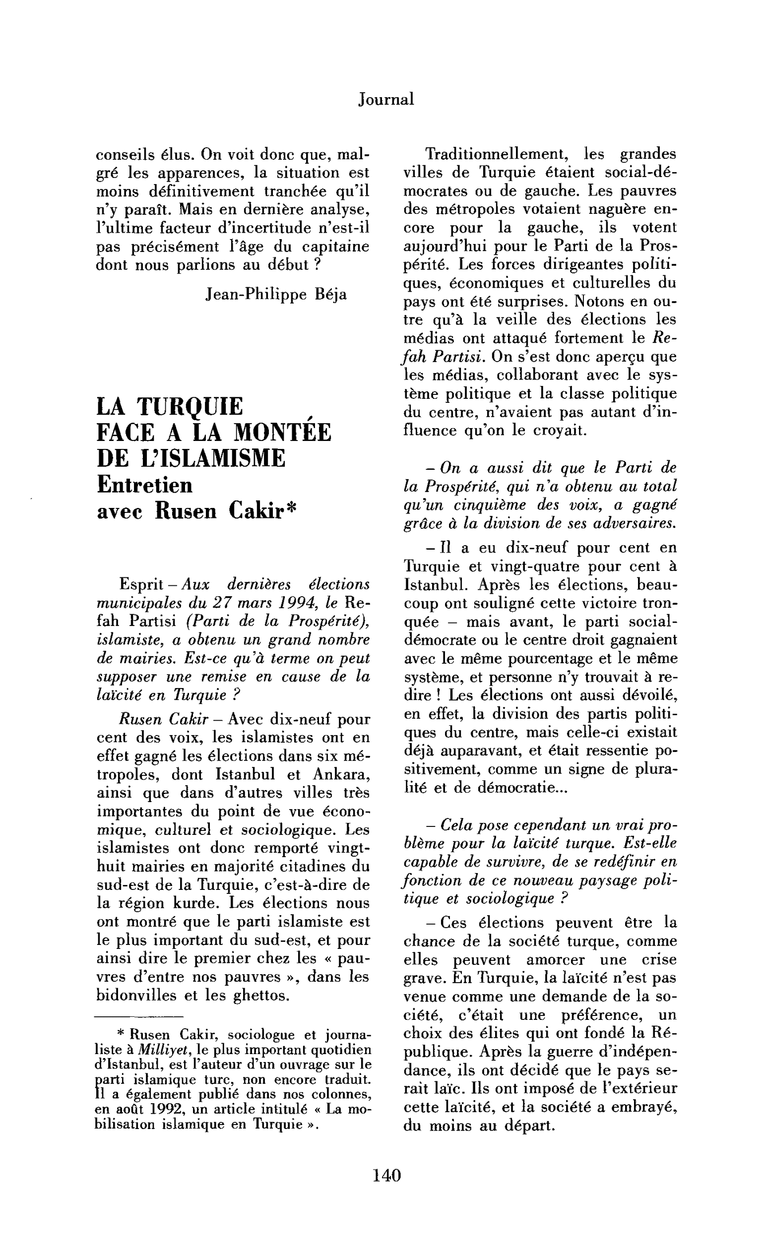 La Turquie face à la montée de l’islamisme (entretien)