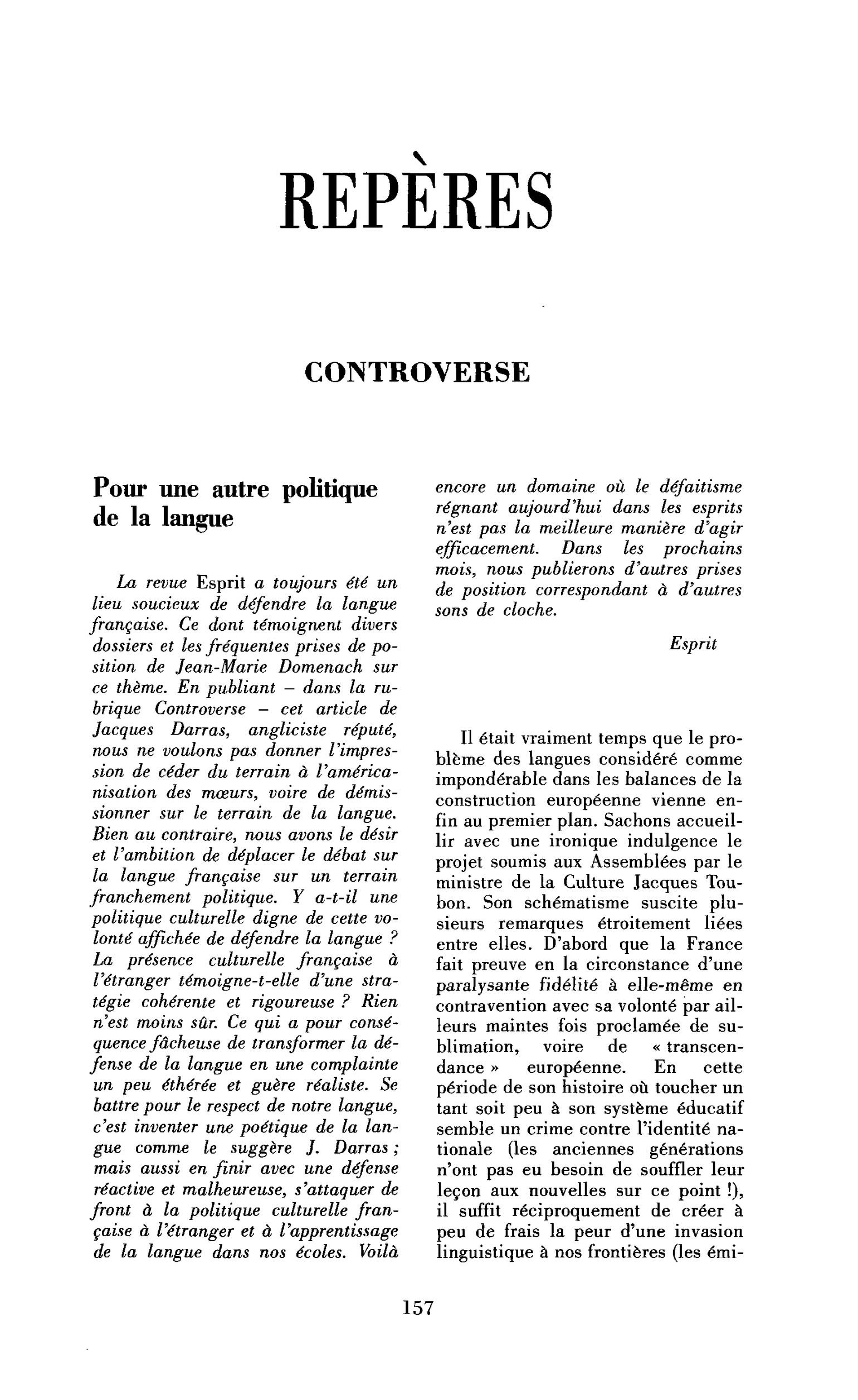 Pour une autre politique de la langue