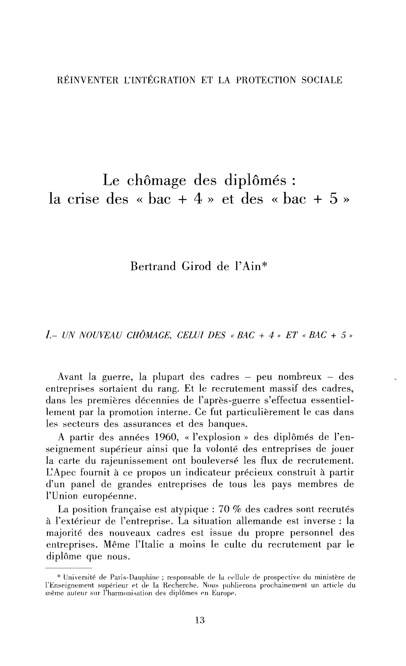Le chômage des diplômés