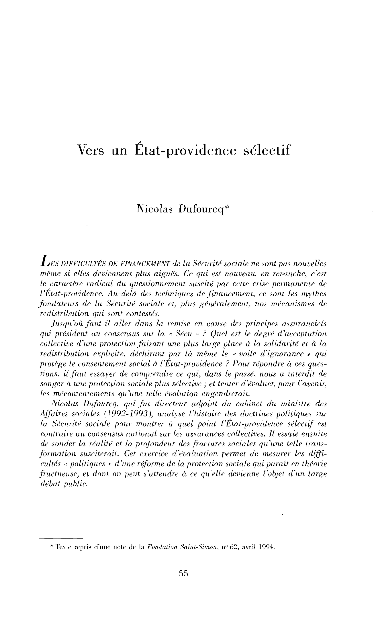 Vers un État-providence sélectif