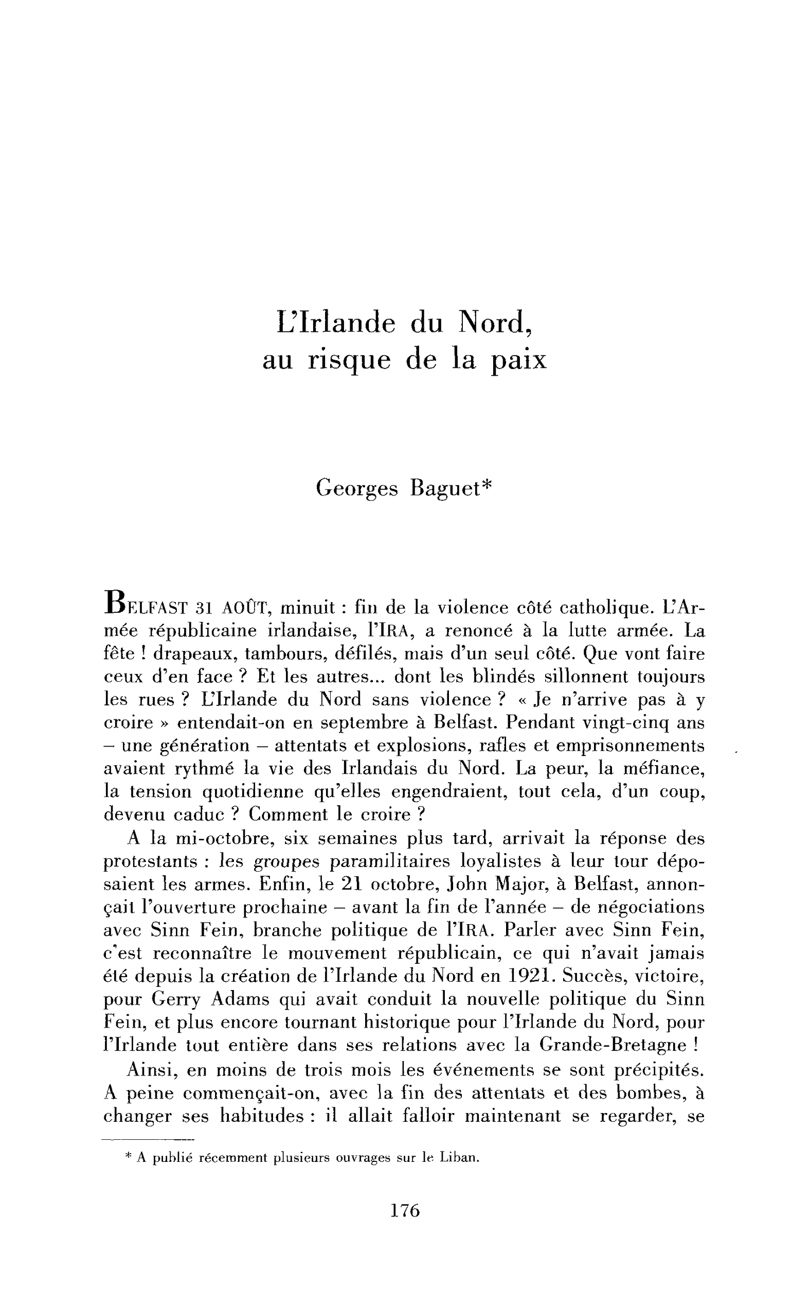 L’Irlande du Nord, au risque de la paix