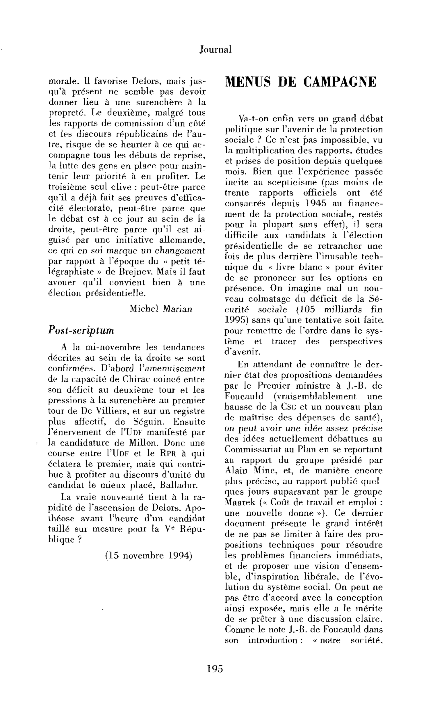Menus de campagne