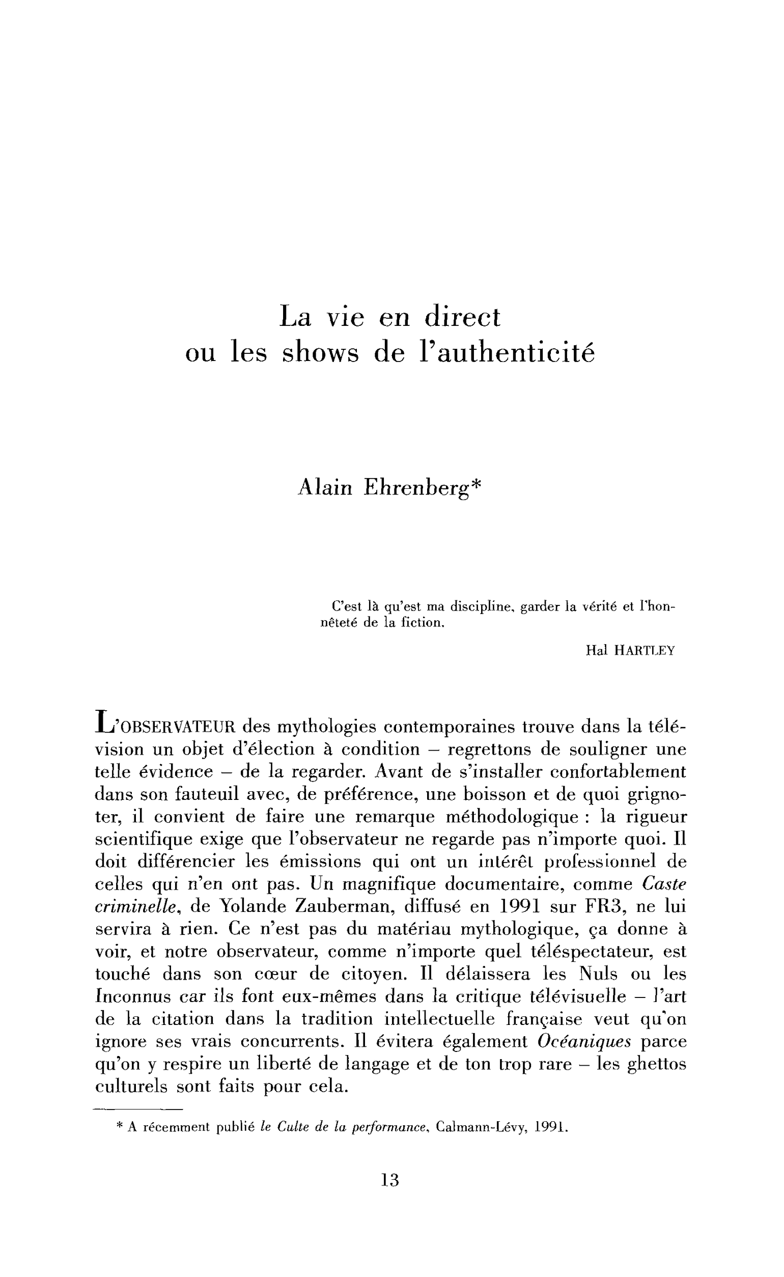 La vie en direct ou les shows de l’authenticité