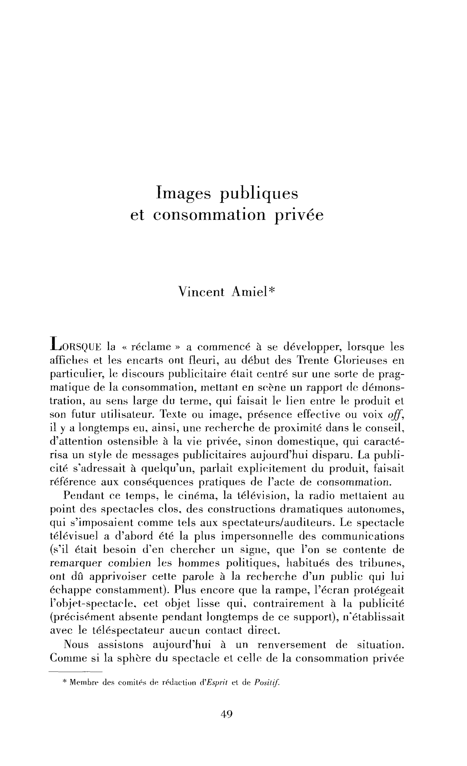 Image publique et consommation privée