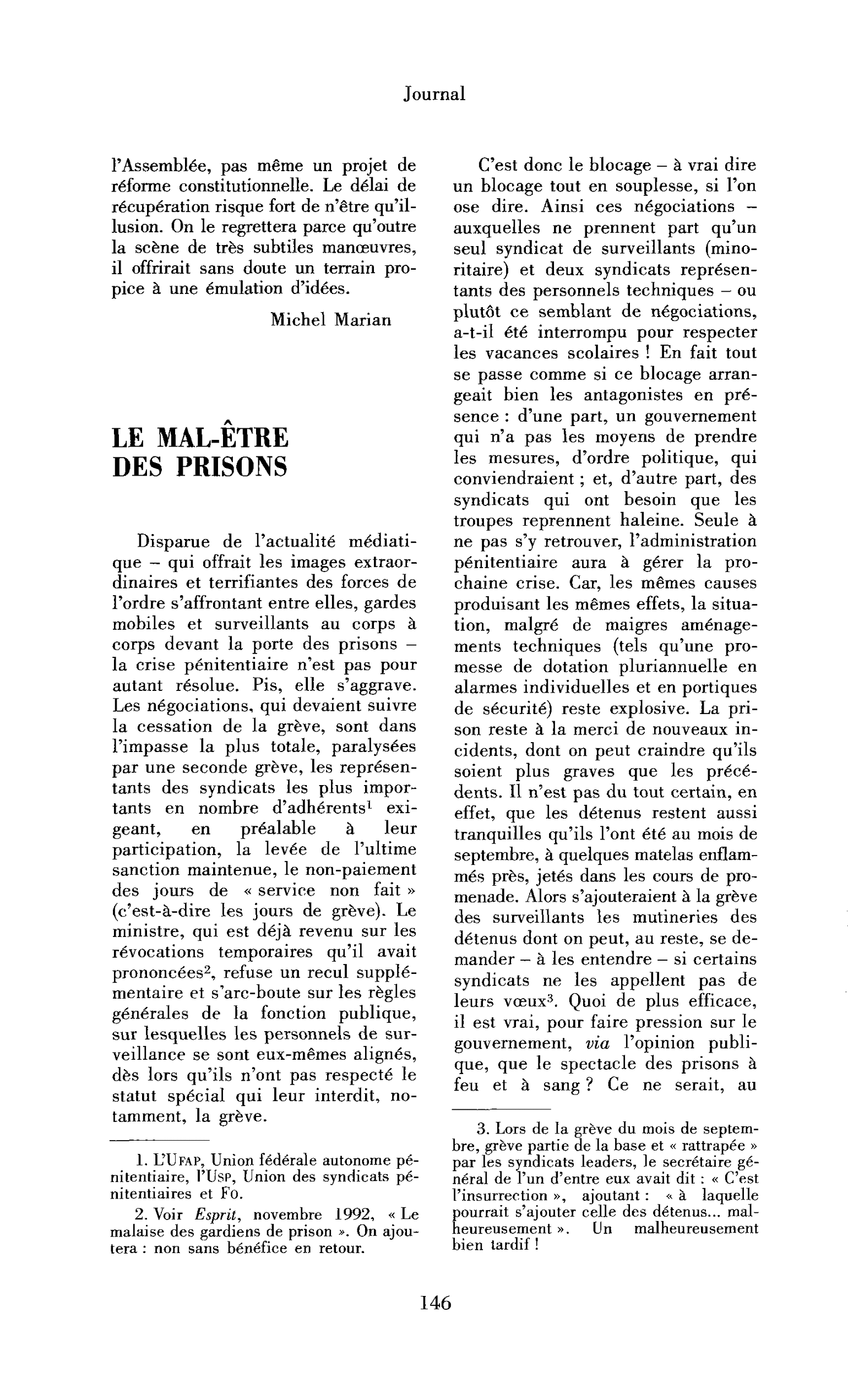 Le mal-être des prisons