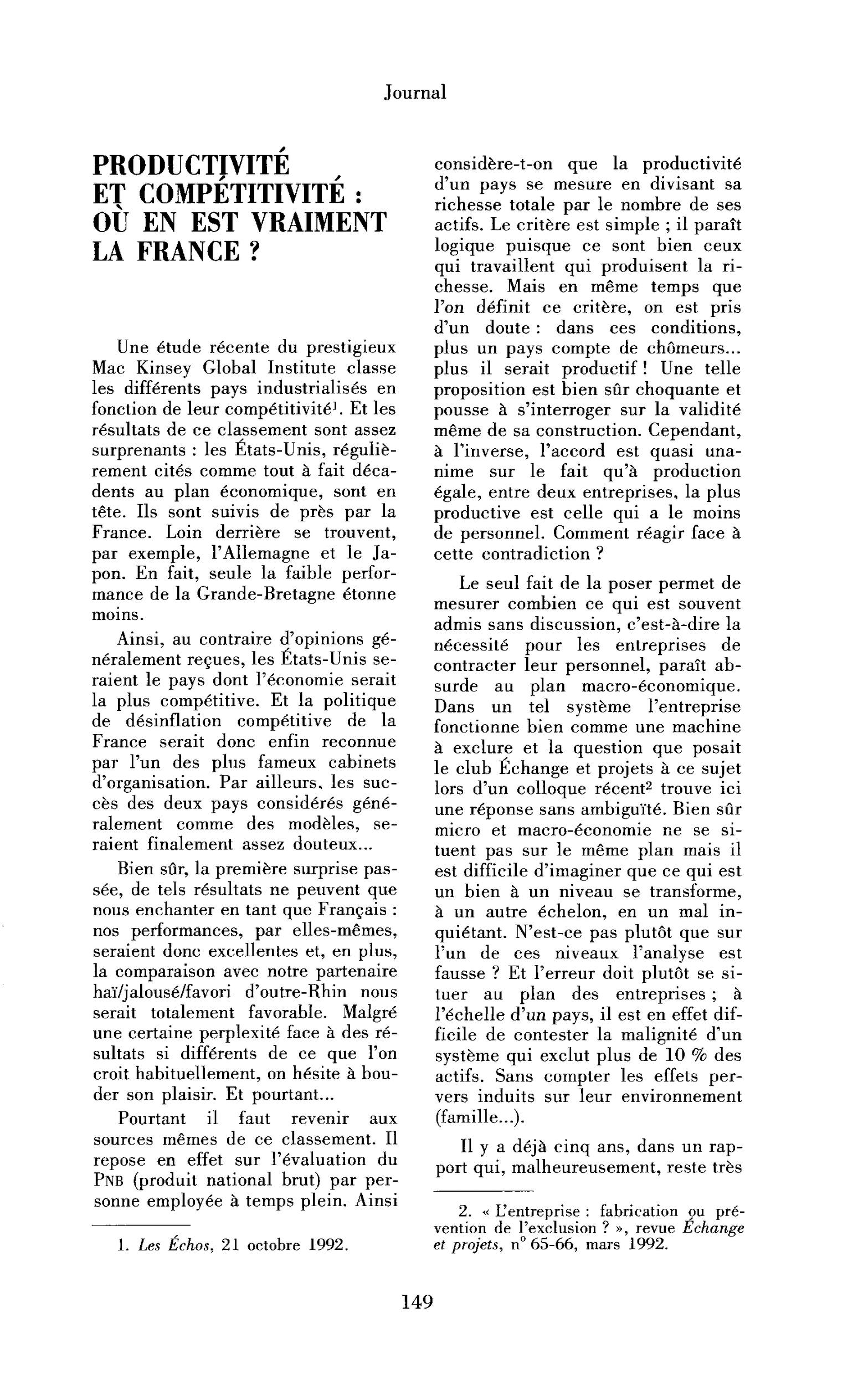 Productivité et compétitivité : où en est vraiment la France ?