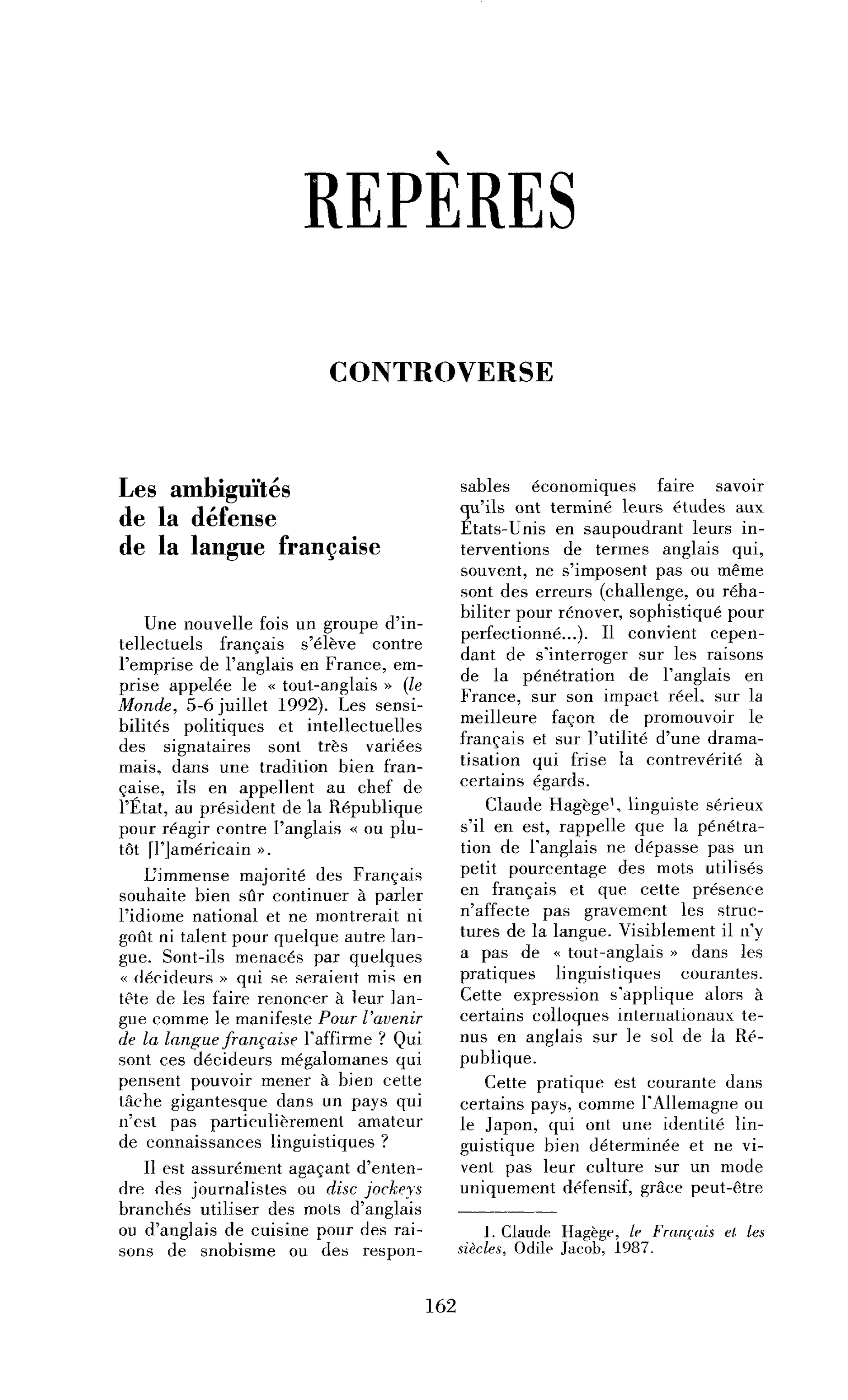 Les ambiguïtés de la défense de la langue française