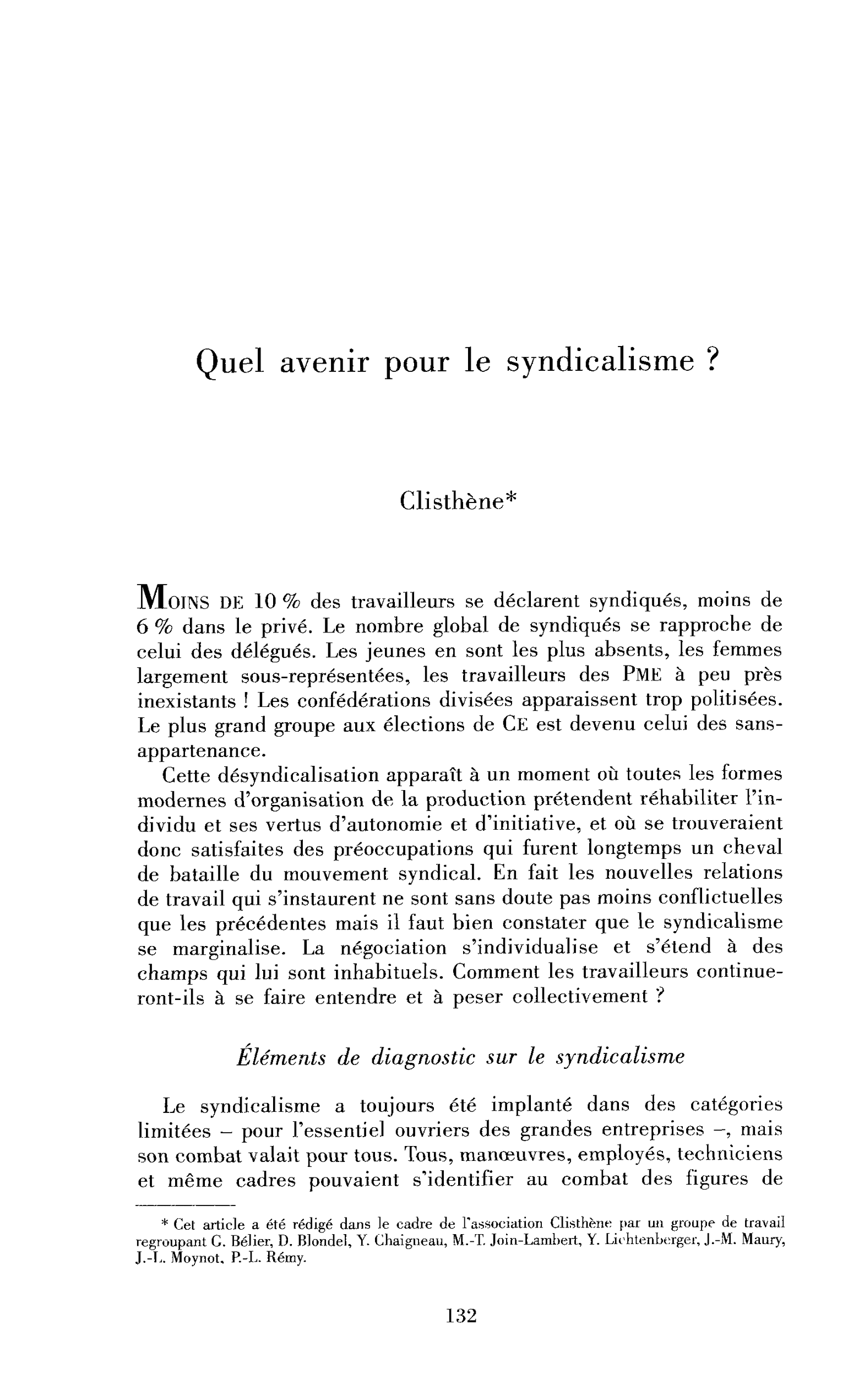 Quel avenir pour le syndicalisme ?