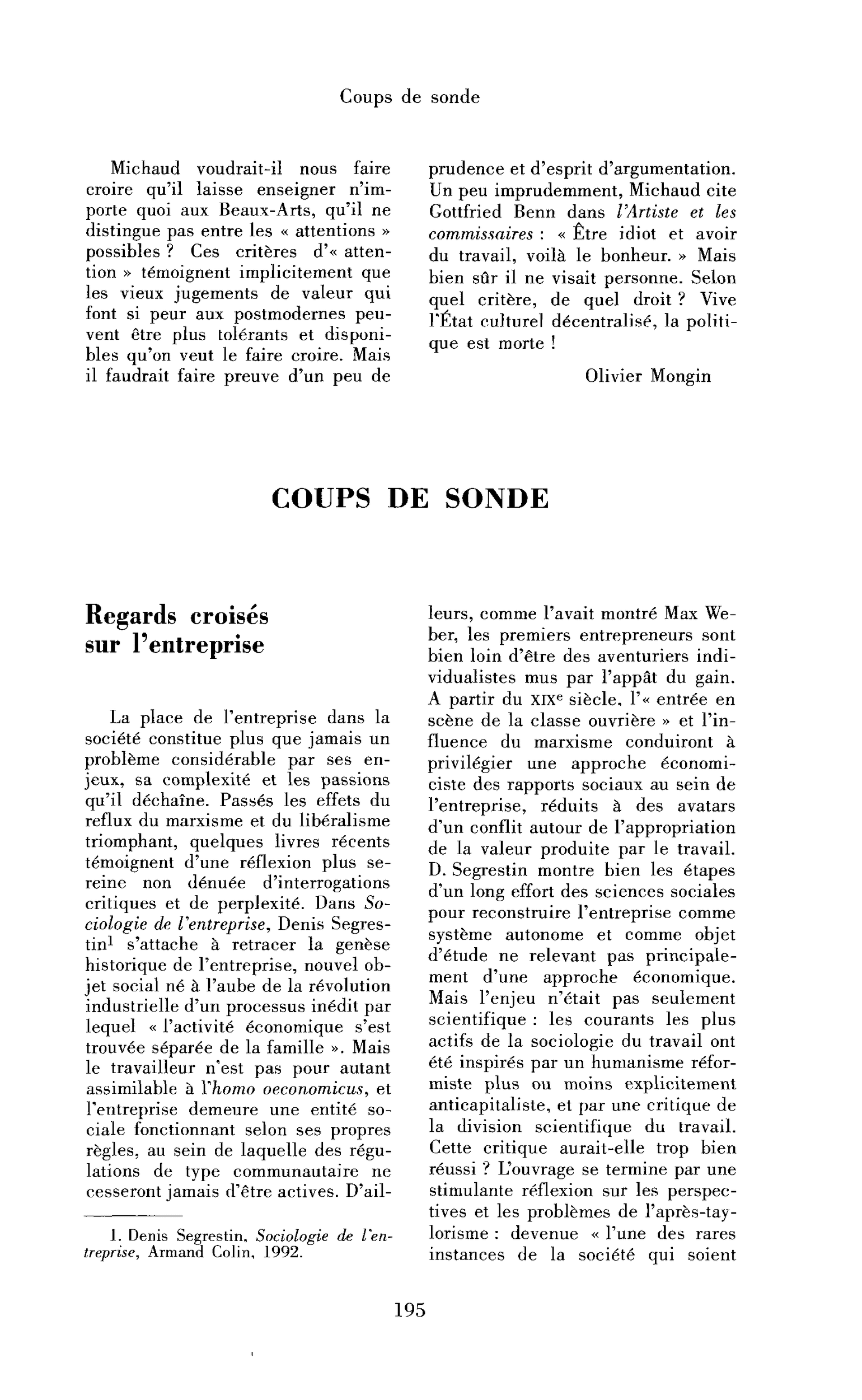 Regards croisés sur l’entreprise
