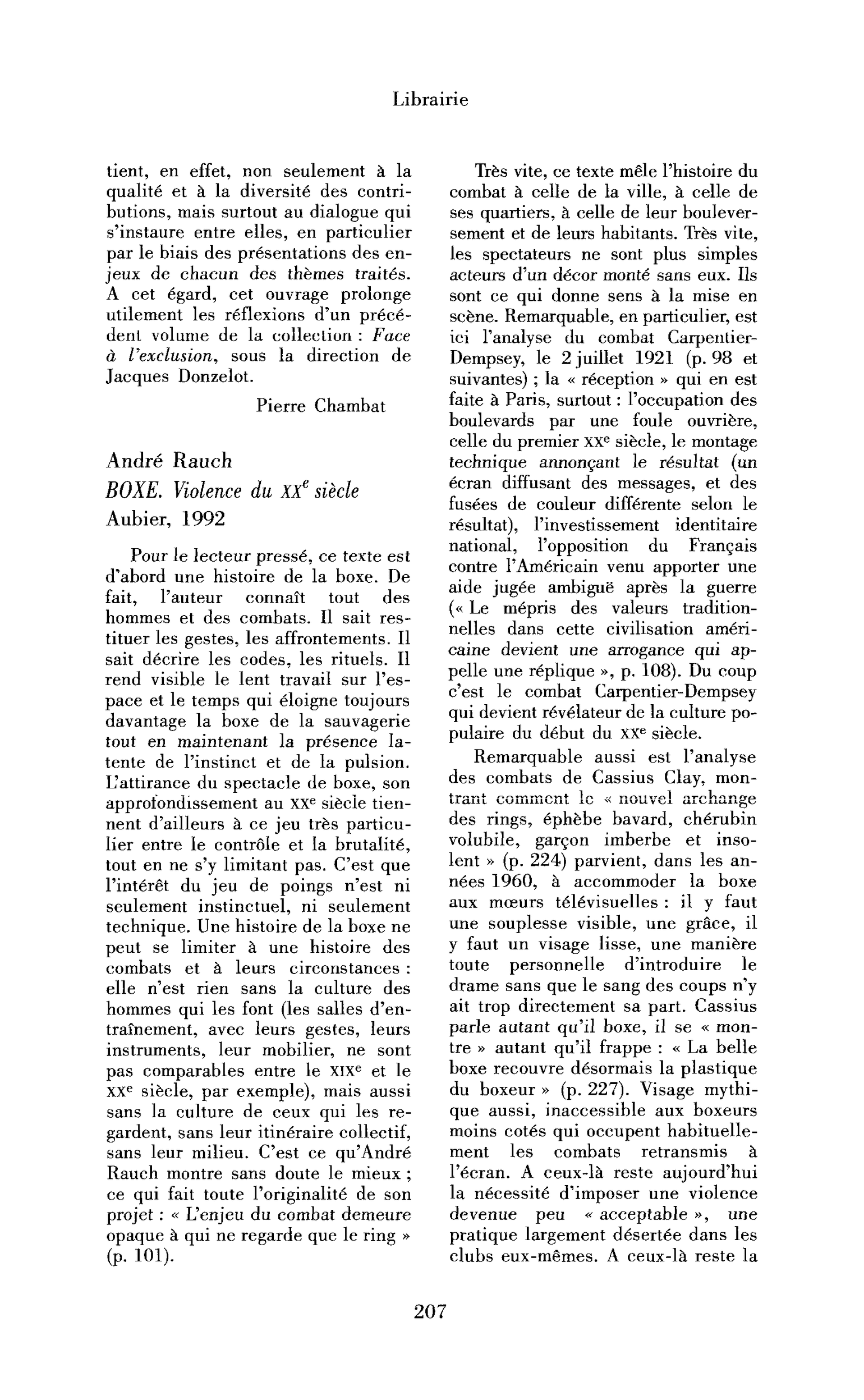 André Rauch : Boxe. Violence du XXe siècle
