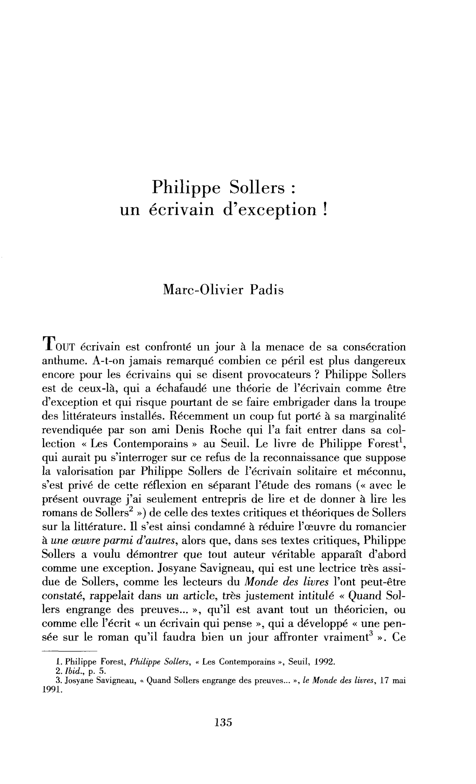 Philippe Sollers : un écrivain d’exception !