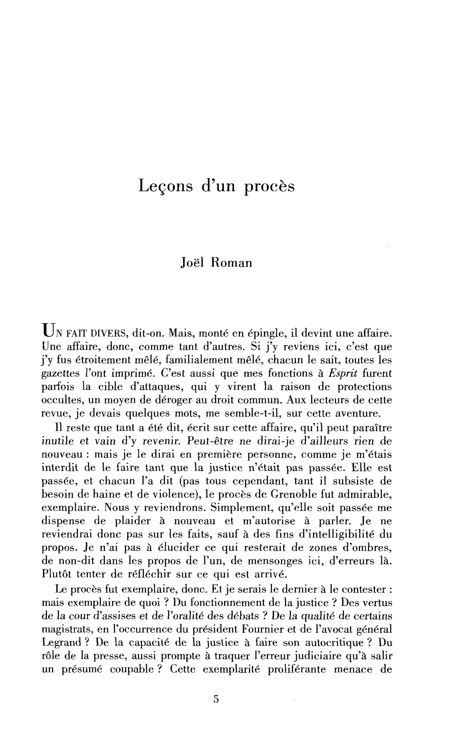 Leçons d’un procès