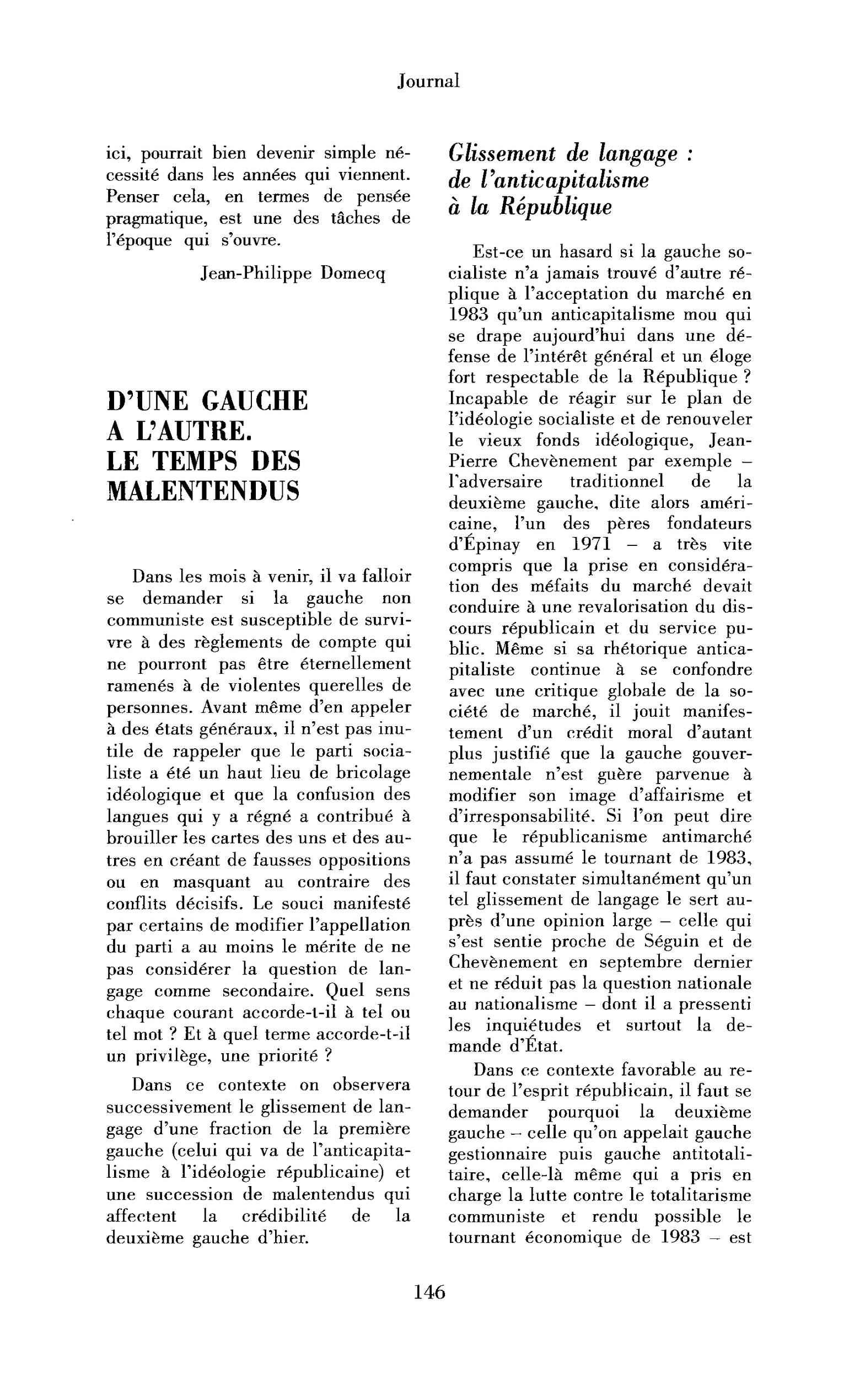 D’une gauche à l’autre. Le temps des malentendus