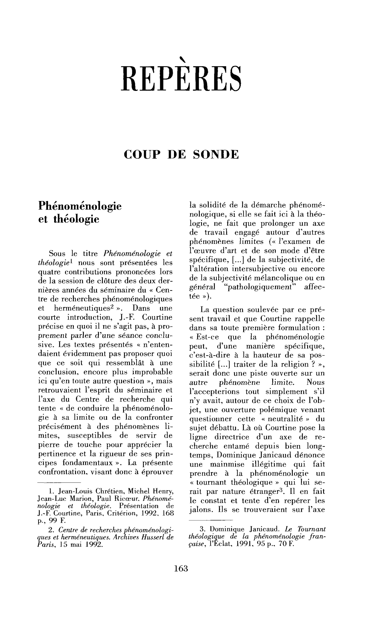 Phénoménologie et théologie