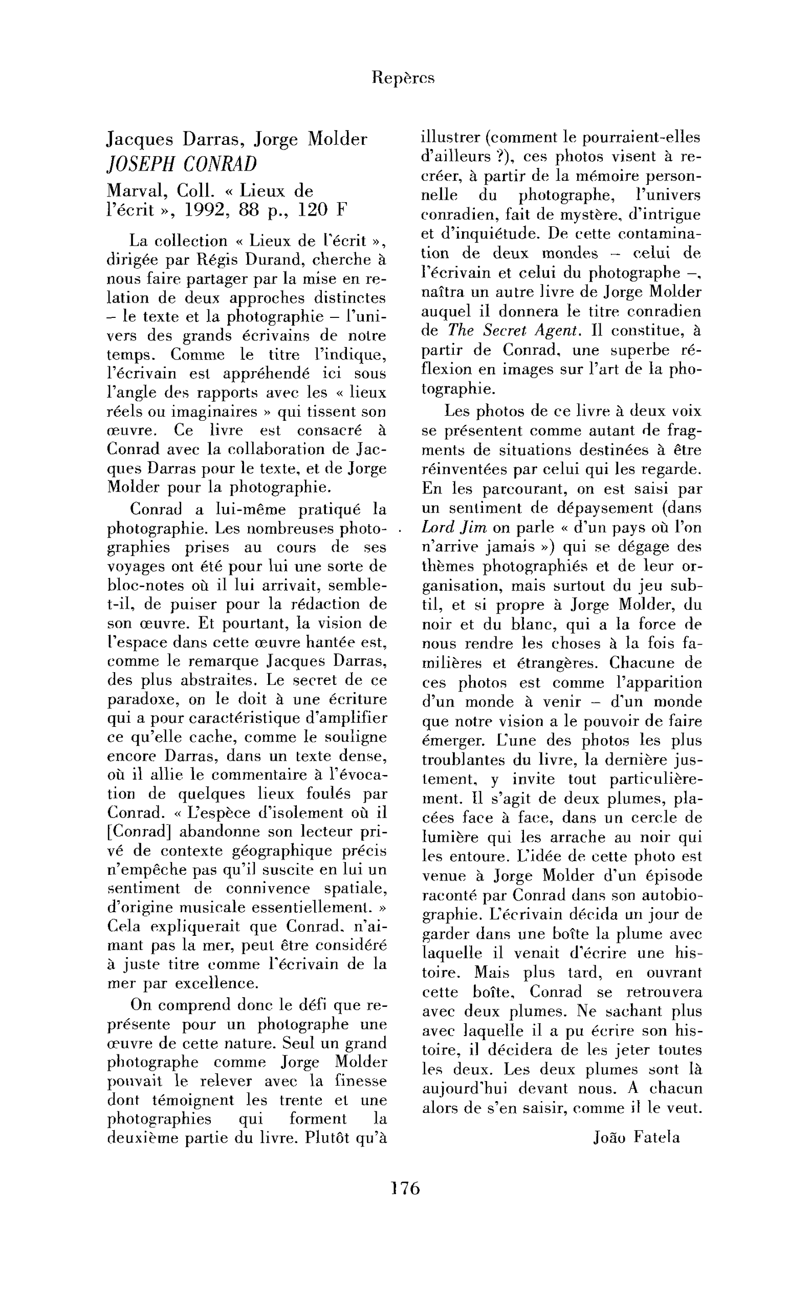 Jacques Darras, Jorge Molder : Joseph Conrad