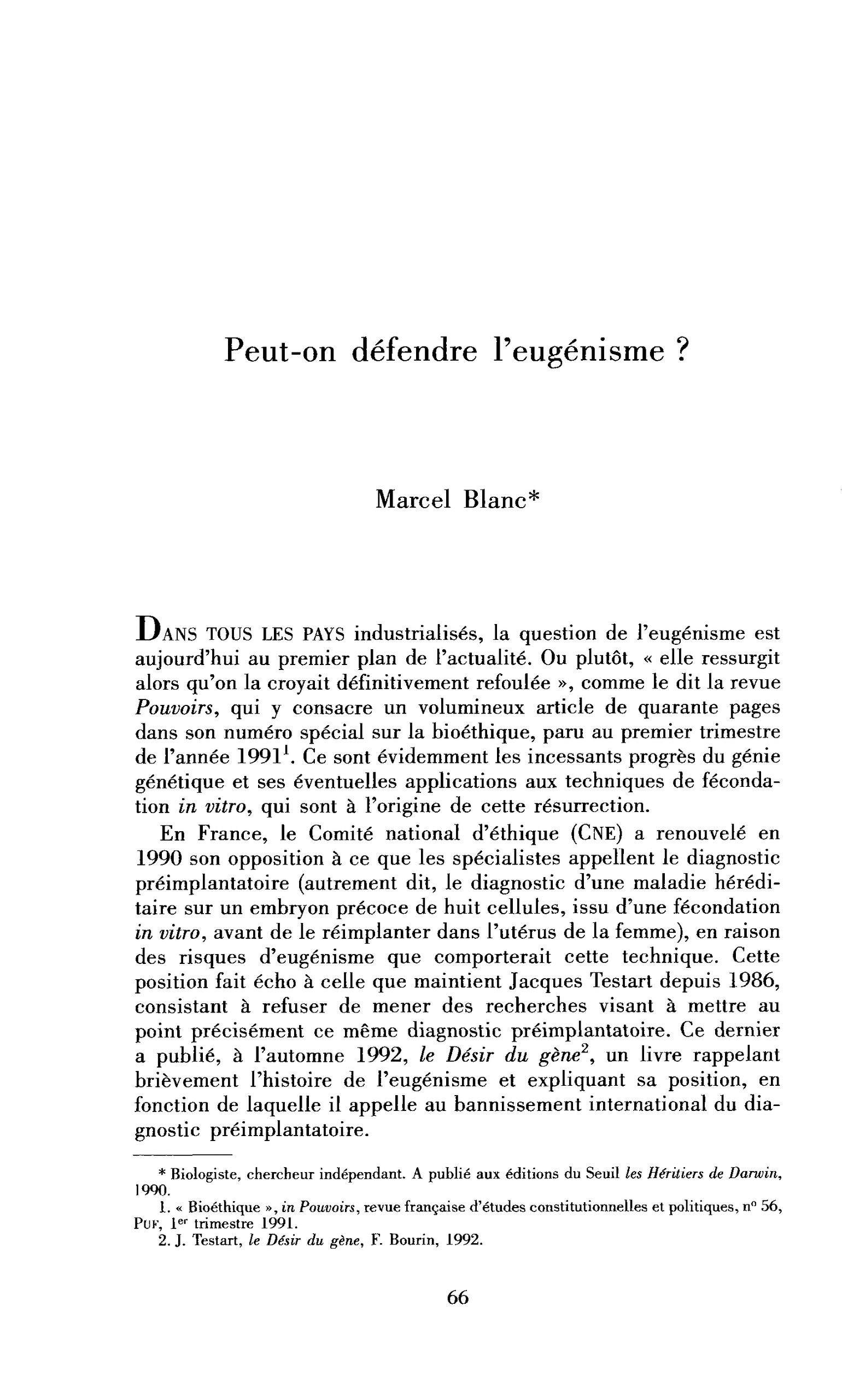 Peut-on défendre l’eugénisme ?