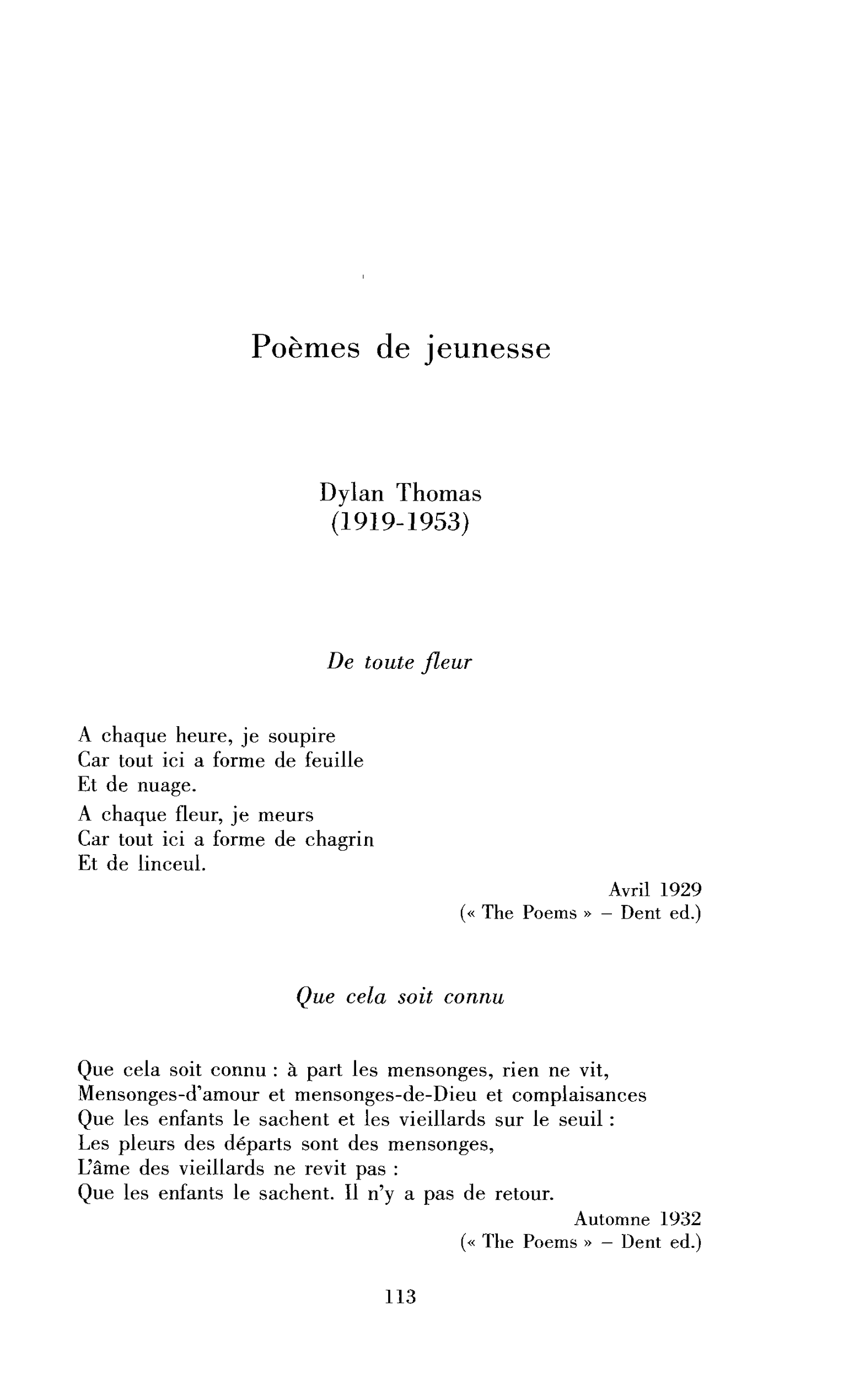 Poèmes de jeunesse