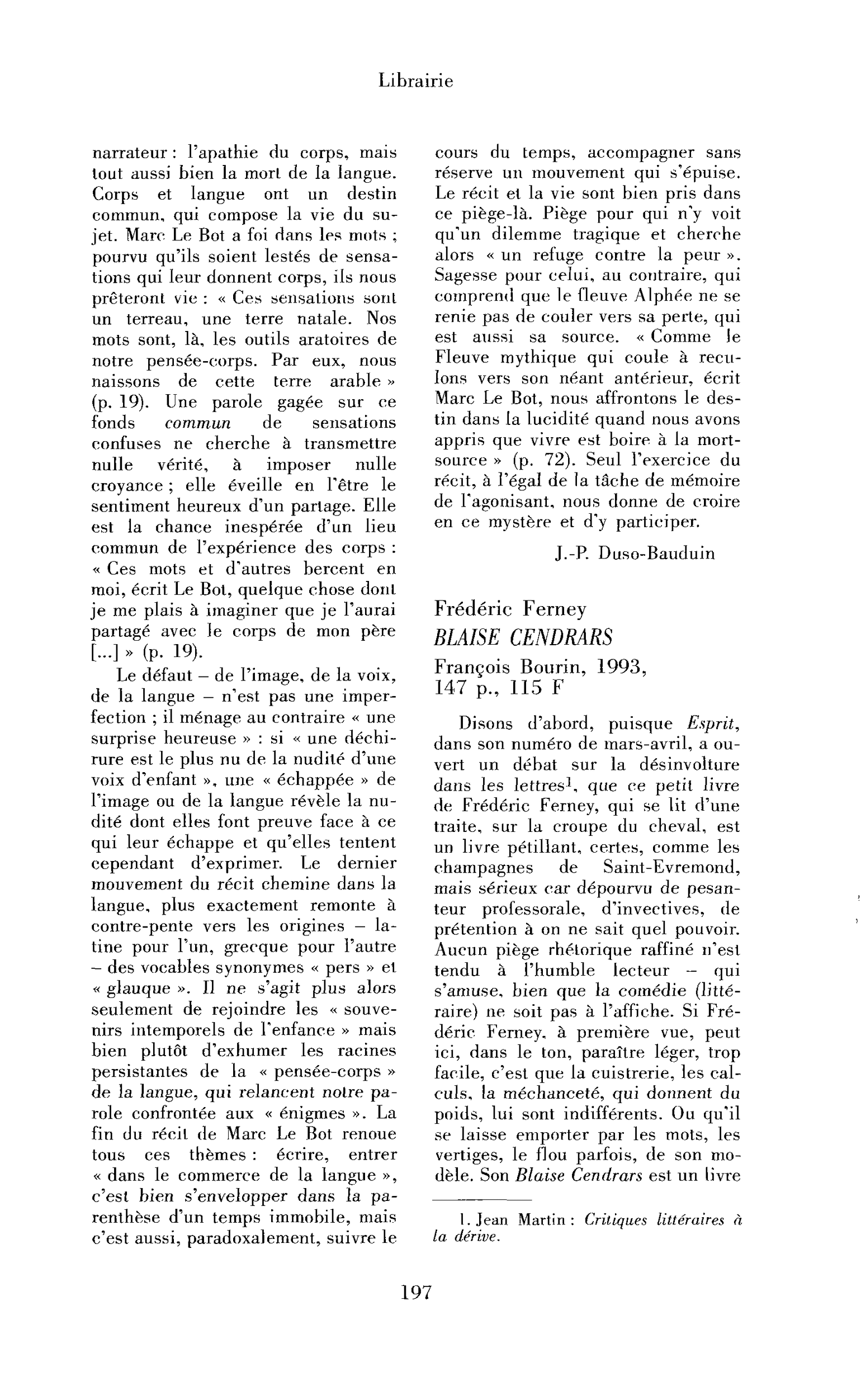 Frédéric Ferney : Blaise Cendrars